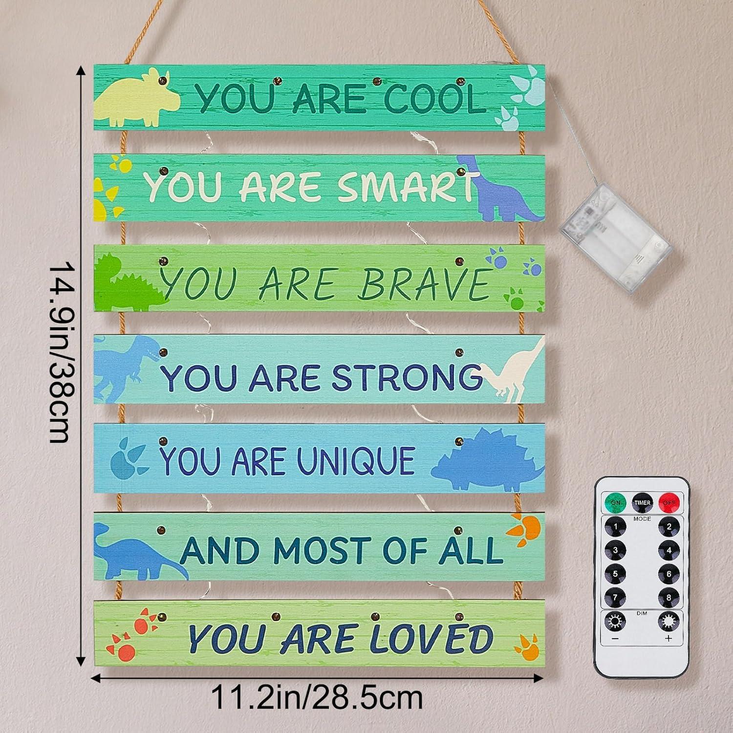 FIOBEE Decoración LED Dinosaurio Verde 20x7.6cm para Niñas