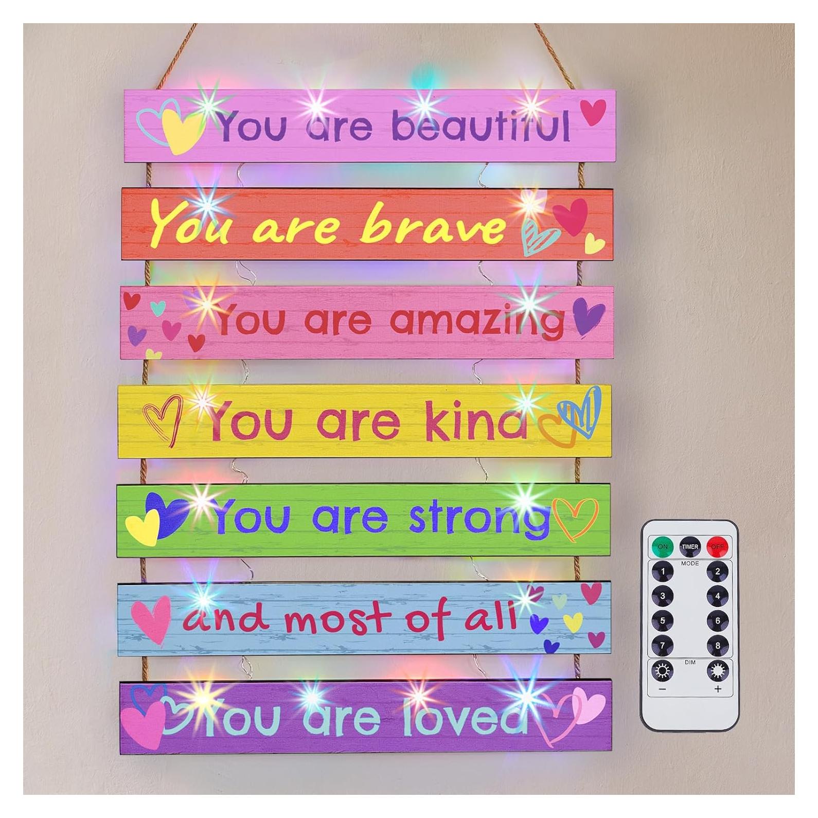 FIOBEE Decoración LED para Niñas 20x7.6 cm Amor Colorido