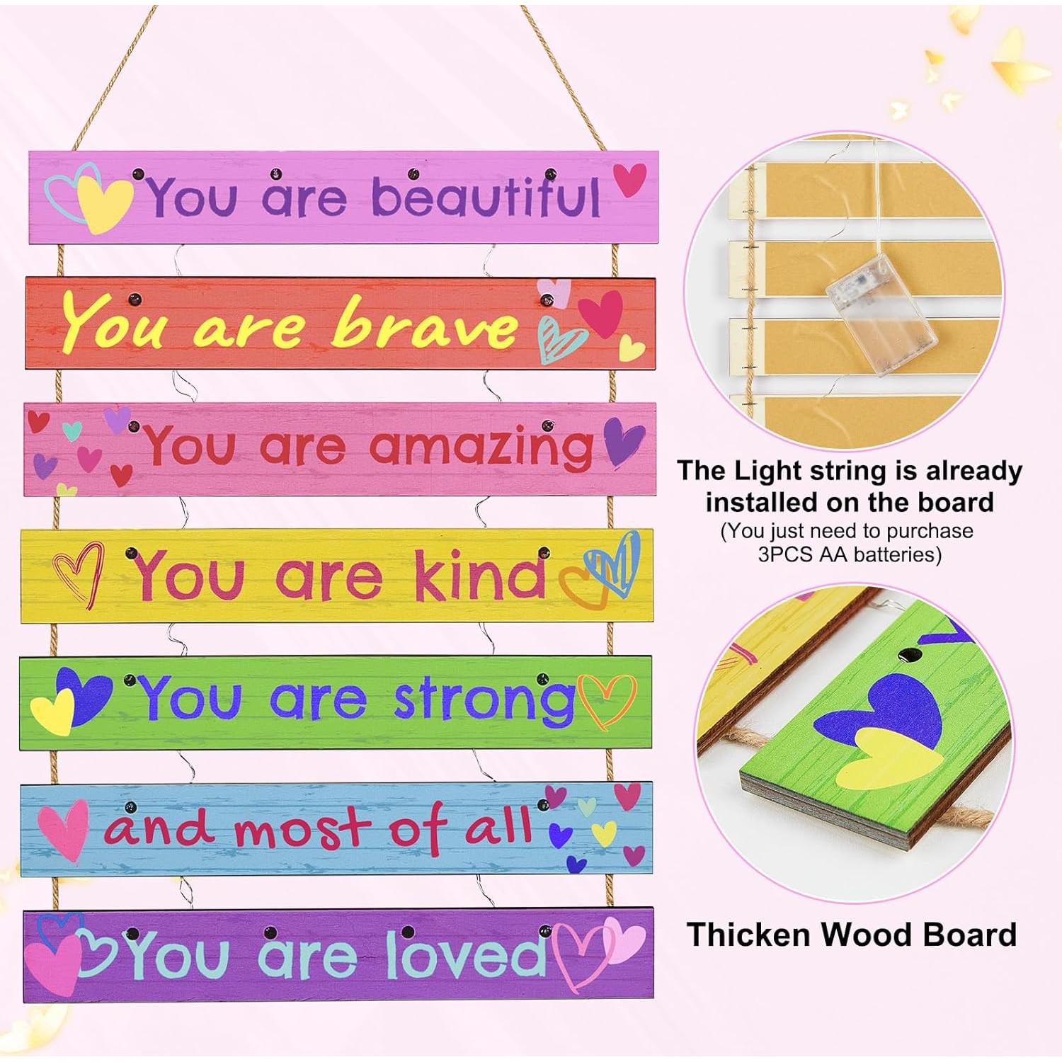 FIOBEE Decoración LED para Niñas 20x7.6 cm Amor Colorido