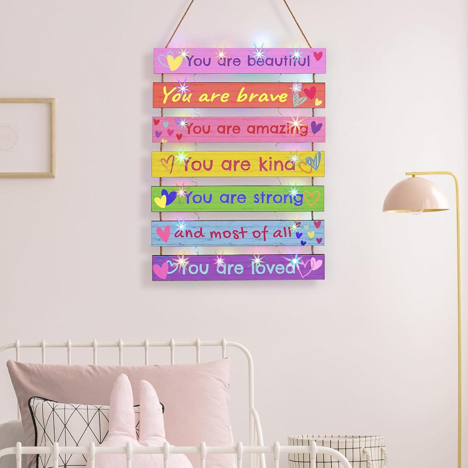 FIOBEE Decoración LED para Niñas 20x7.6 cm Amor Colorido