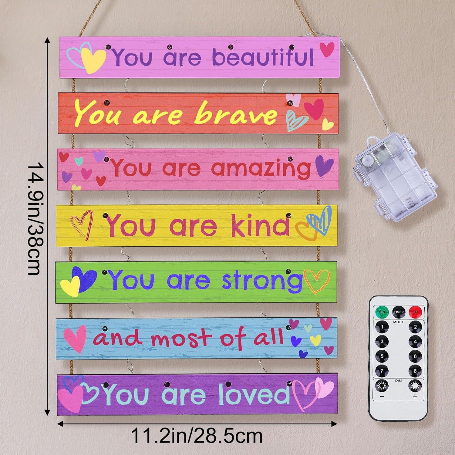 FIOBEE Decoración LED para Niñas 20x7.6 cm Amor Colorido