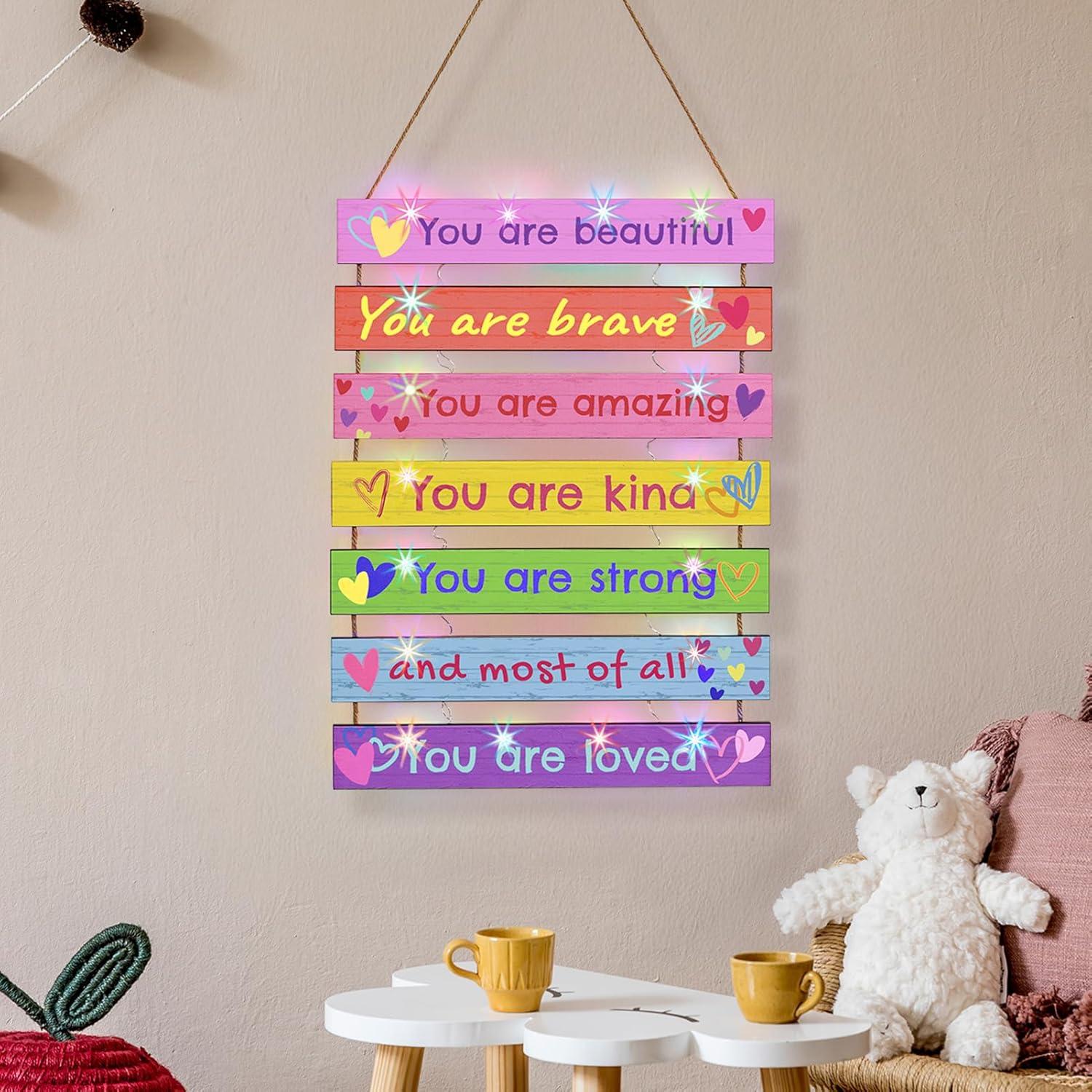 FIOBEE Decoración LED para Niñas 20x7.6 cm Amor Colorido