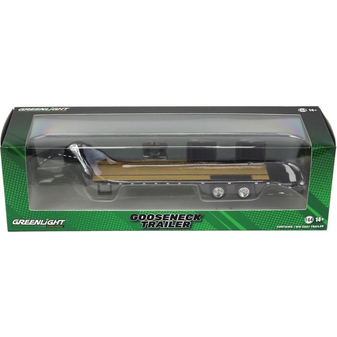 Remolque Gooseneck 1:64 Greenlight 30390 Negro con Rayas Rojas y Blancas