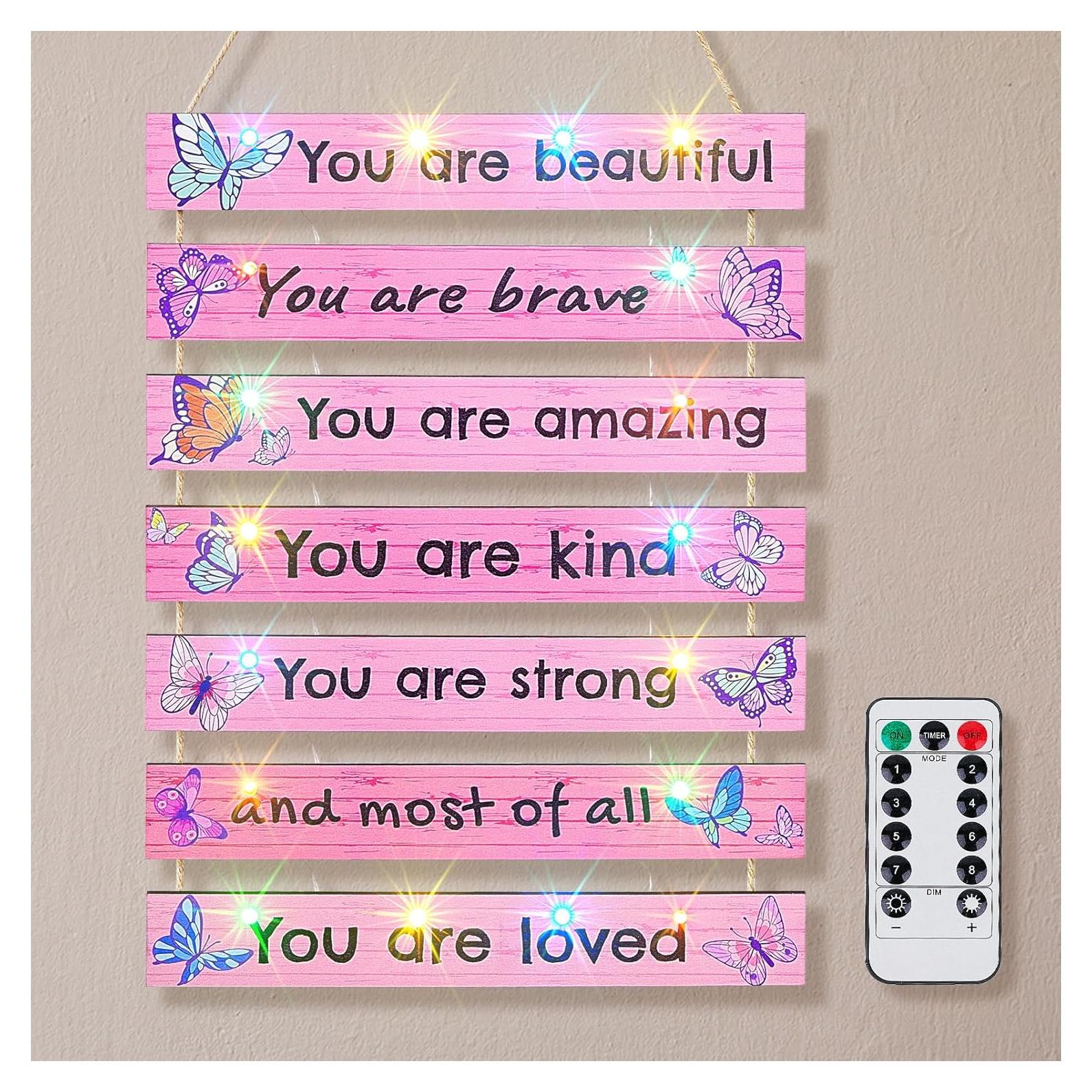 Decoración de habitación FIOBEE con luz LED mariposa rosa