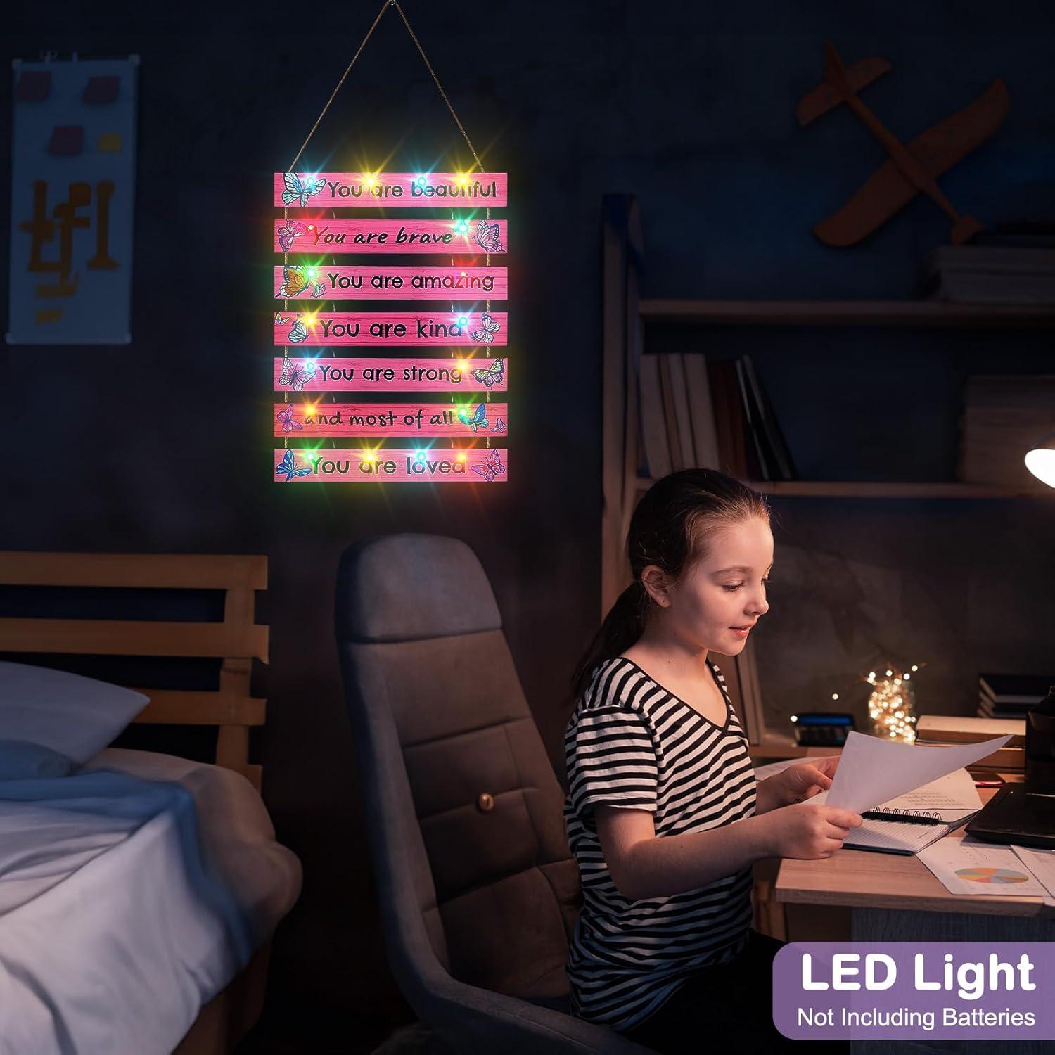 Decoración de habitación FIOBEE con luz LED mariposa rosa