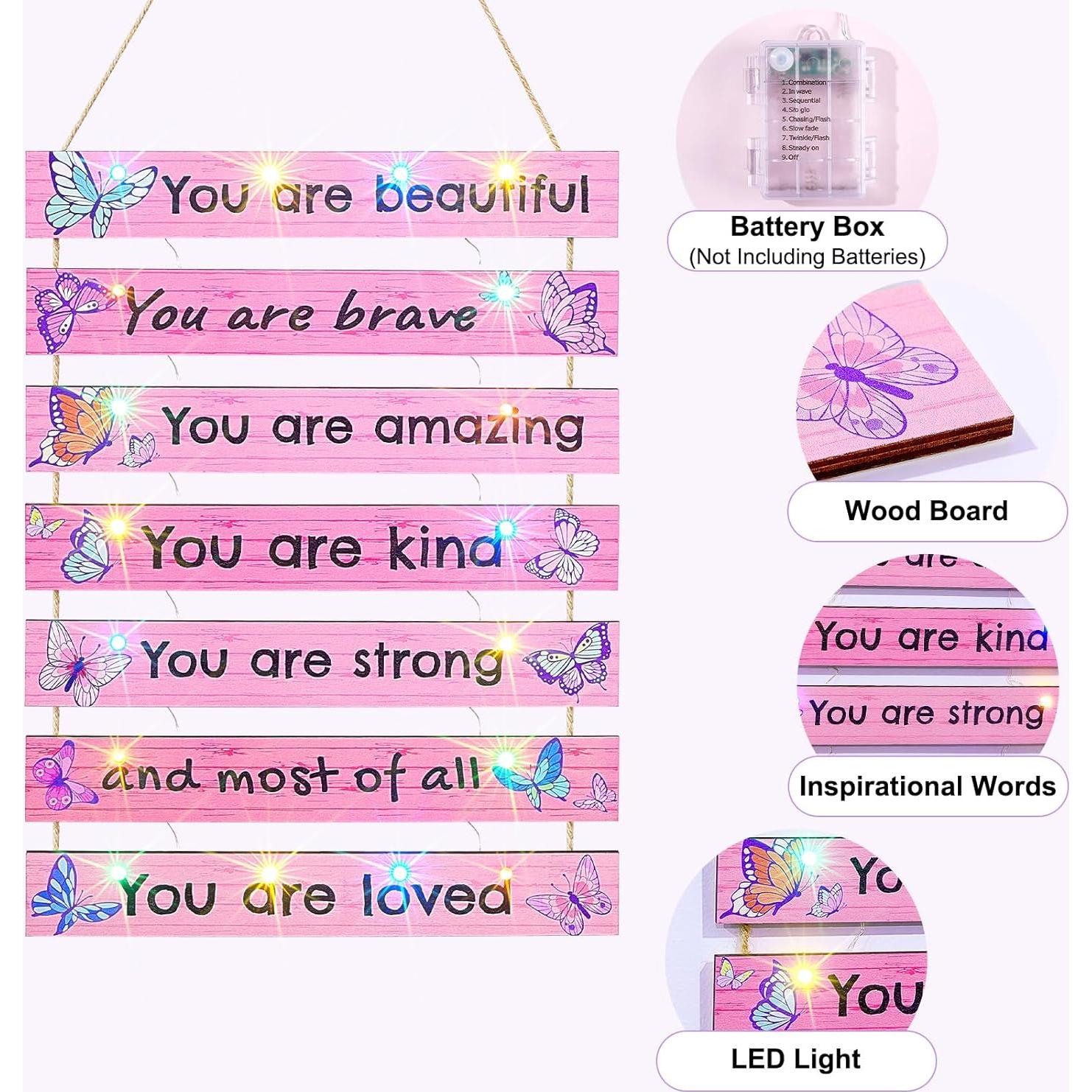 Decoración de habitación FIOBEE con luz LED mariposa rosa