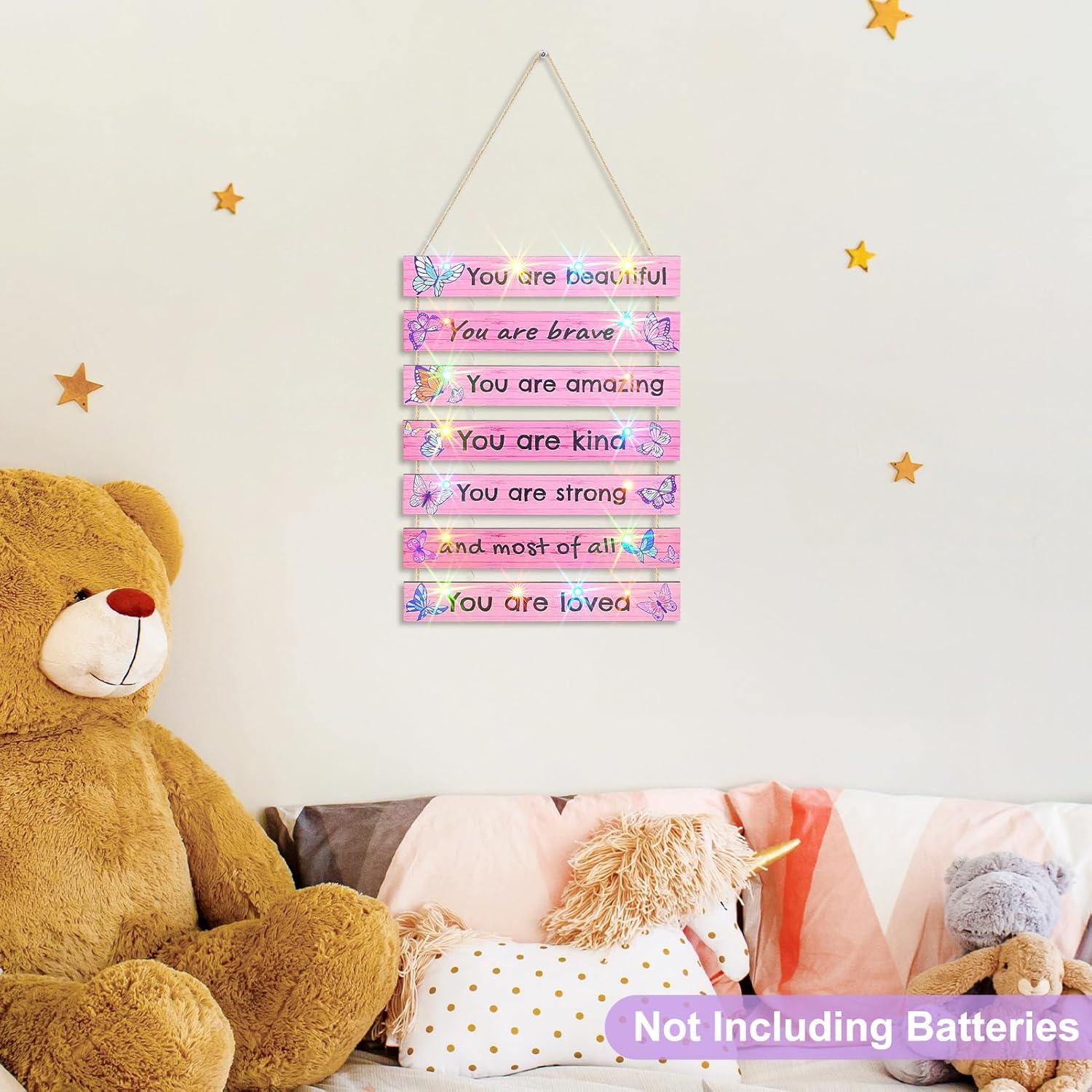 Decoración de habitación FIOBEE con luz LED mariposa rosa