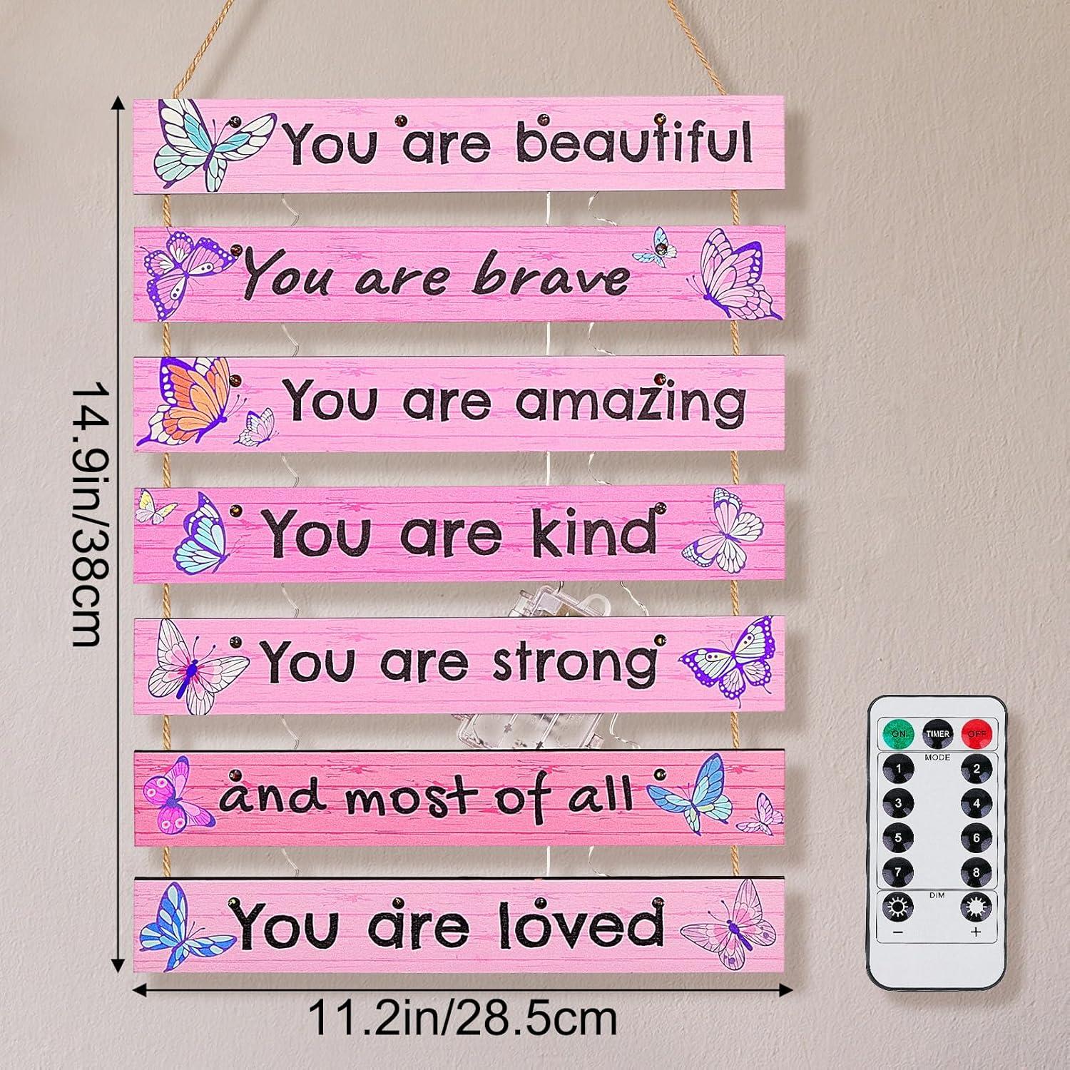 Decoración de habitación FIOBEE con luz LED mariposa rosa