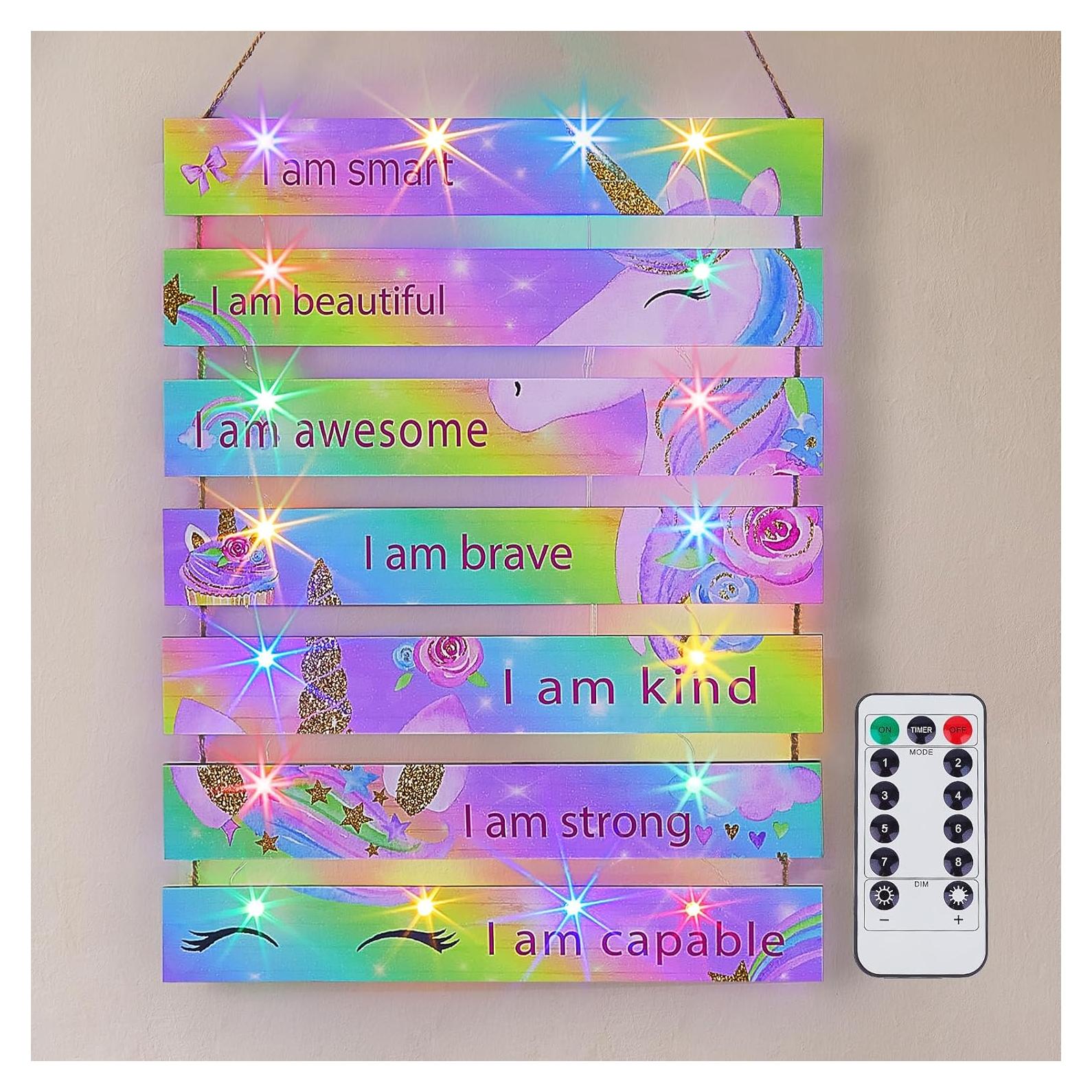 Decoración de habitación FIOBEE Unicornio Arcoíris con LED