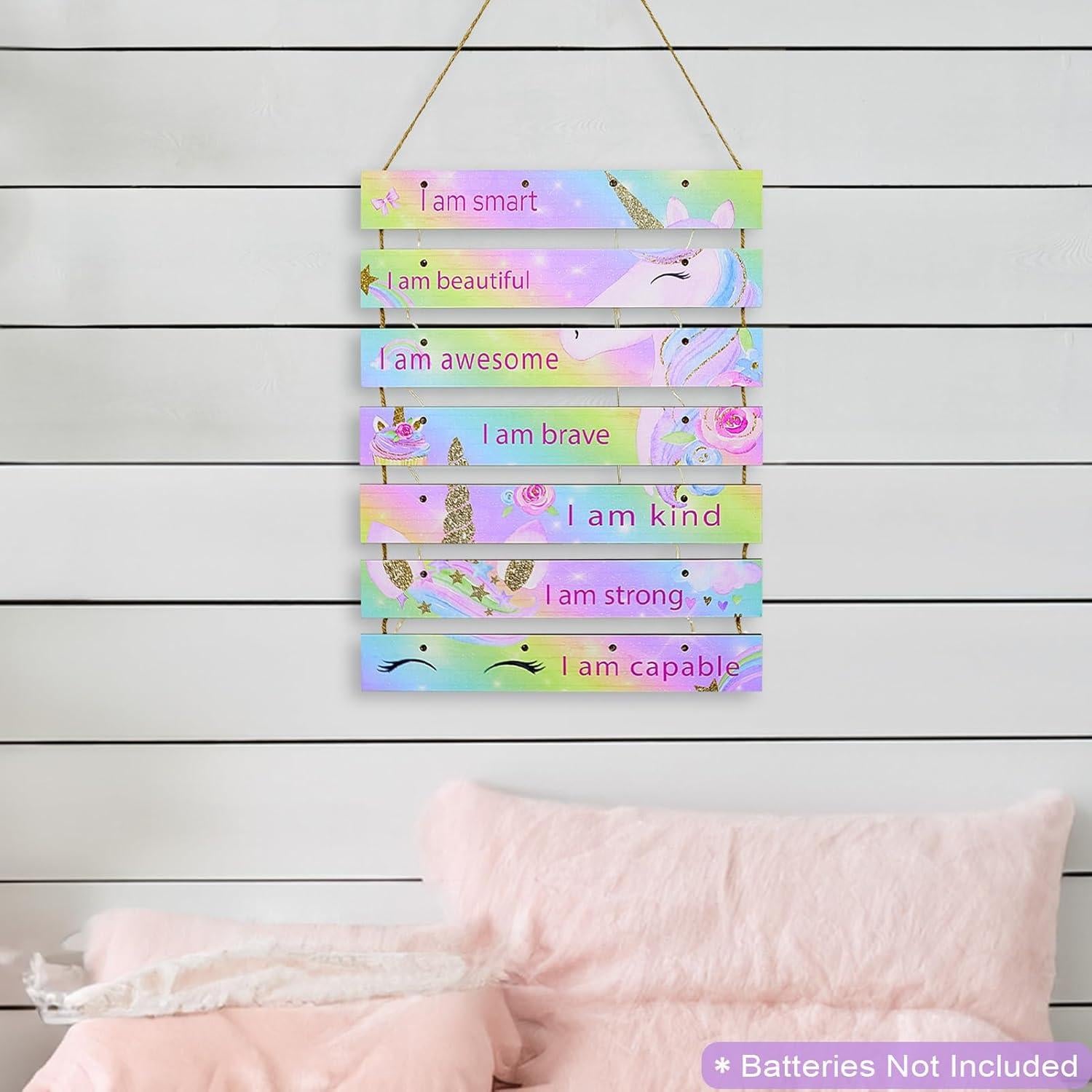 Decoración de habitación FIOBEE Unicornio Arcoíris con LED