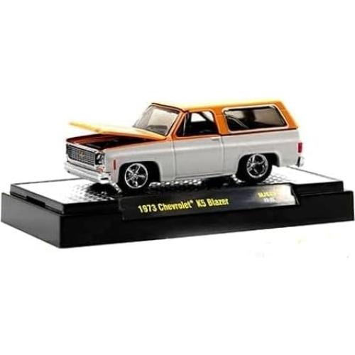 M2 Machines 1973 Chevy K5 Blazer Diecast 1/64 Naranja y Blanco