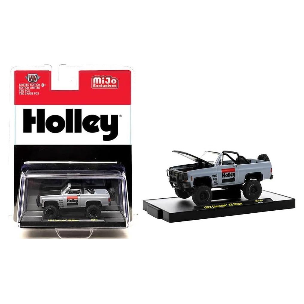 M2 Machines 1973 Chevy K5 Blazer Open Top Holley Gray with Black Hood Limited Edition to 6600 Pieces Worldwide 1/64 Diecast Model Car 31500-MJS46