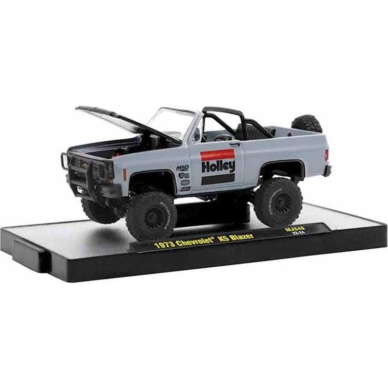 M2 Machines 1973 Chevy K5 Blazer Open Top Holley Gray with Black Hood Limited Edition to 6600 Pieces Worldwide 1/64 Diecast Model Car 31500-MJS46
