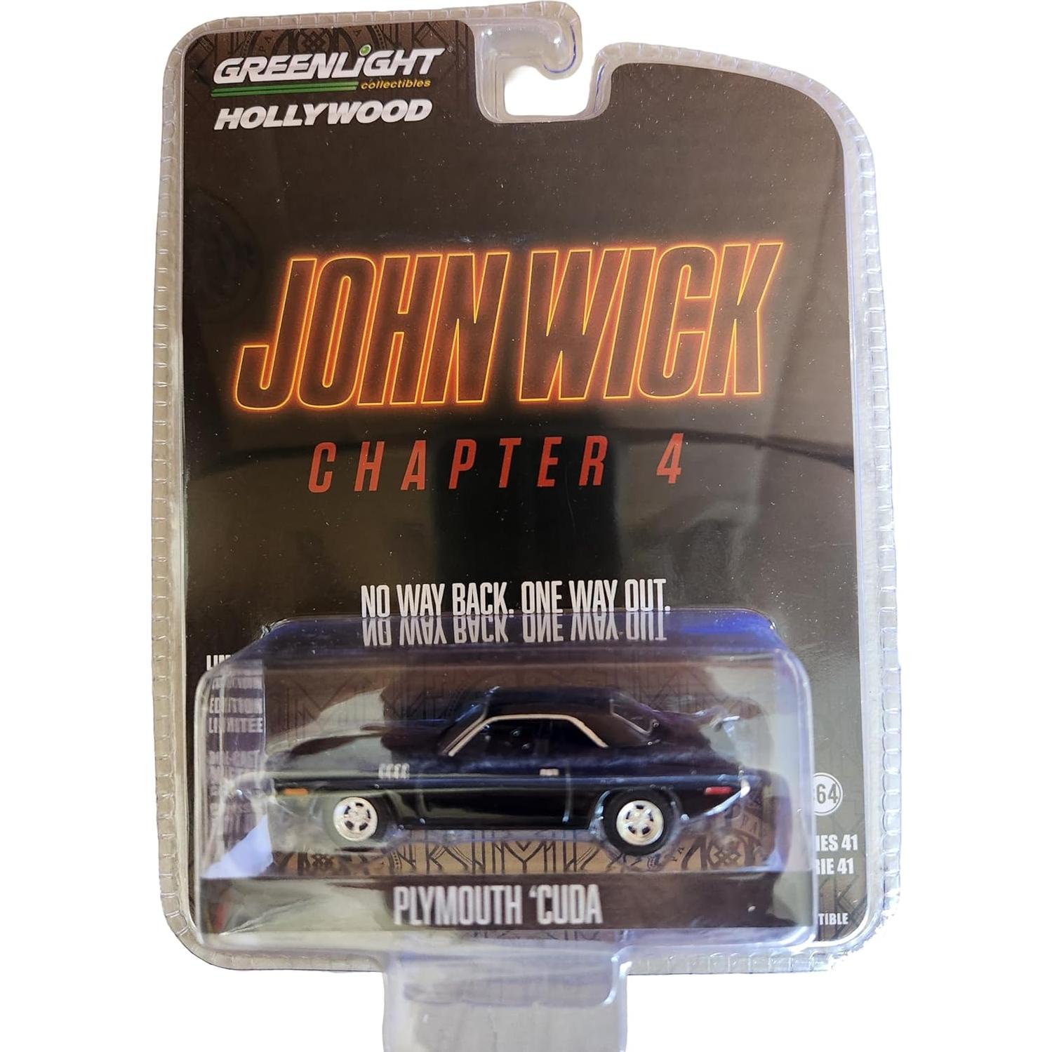 Modelo Diecast Greenlight 62020-F John Wick Plymouth 'Cuda 1/64