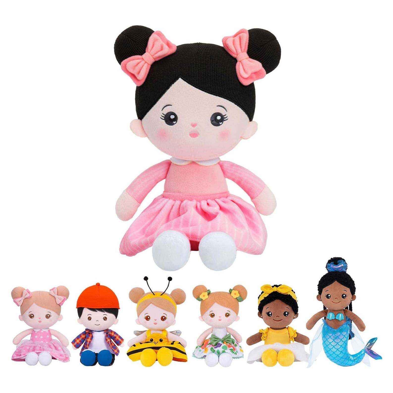 Muñeca Suave OUOZZZ para Niñas 25 cm Cabello Negro Rosa