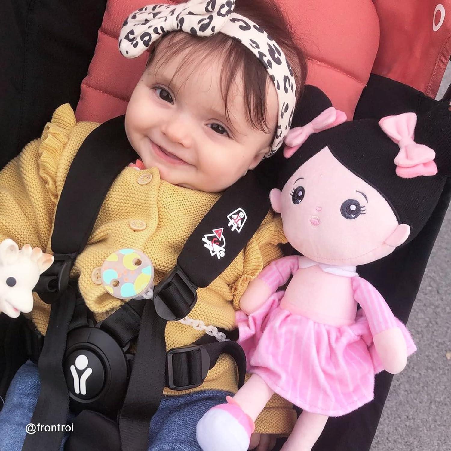 Muñeca Suave OUOZZZ para Niñas 25 cm Cabello Negro Rosa