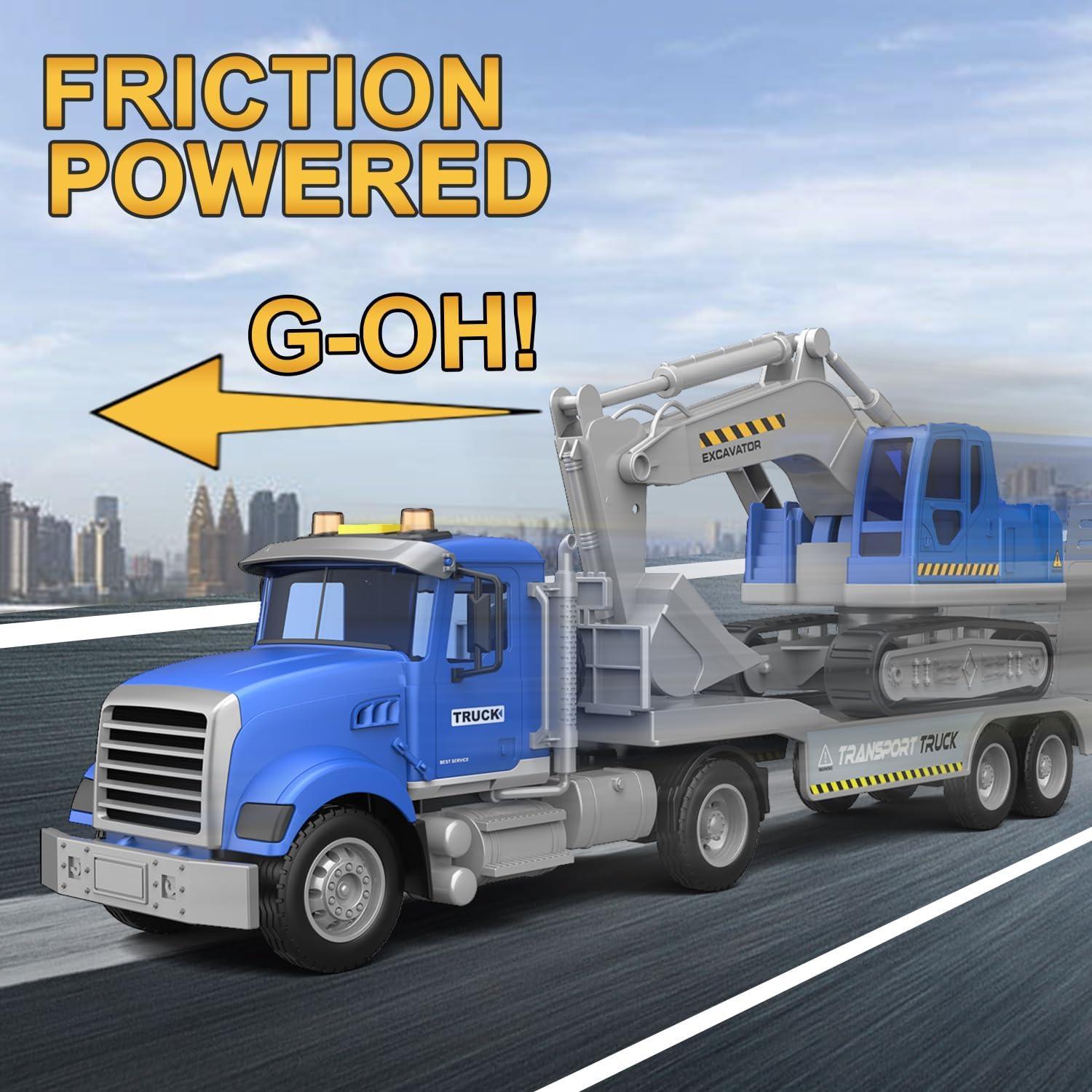 Juguete Camión de Transporte Dowellin con Excavadora y Sonido