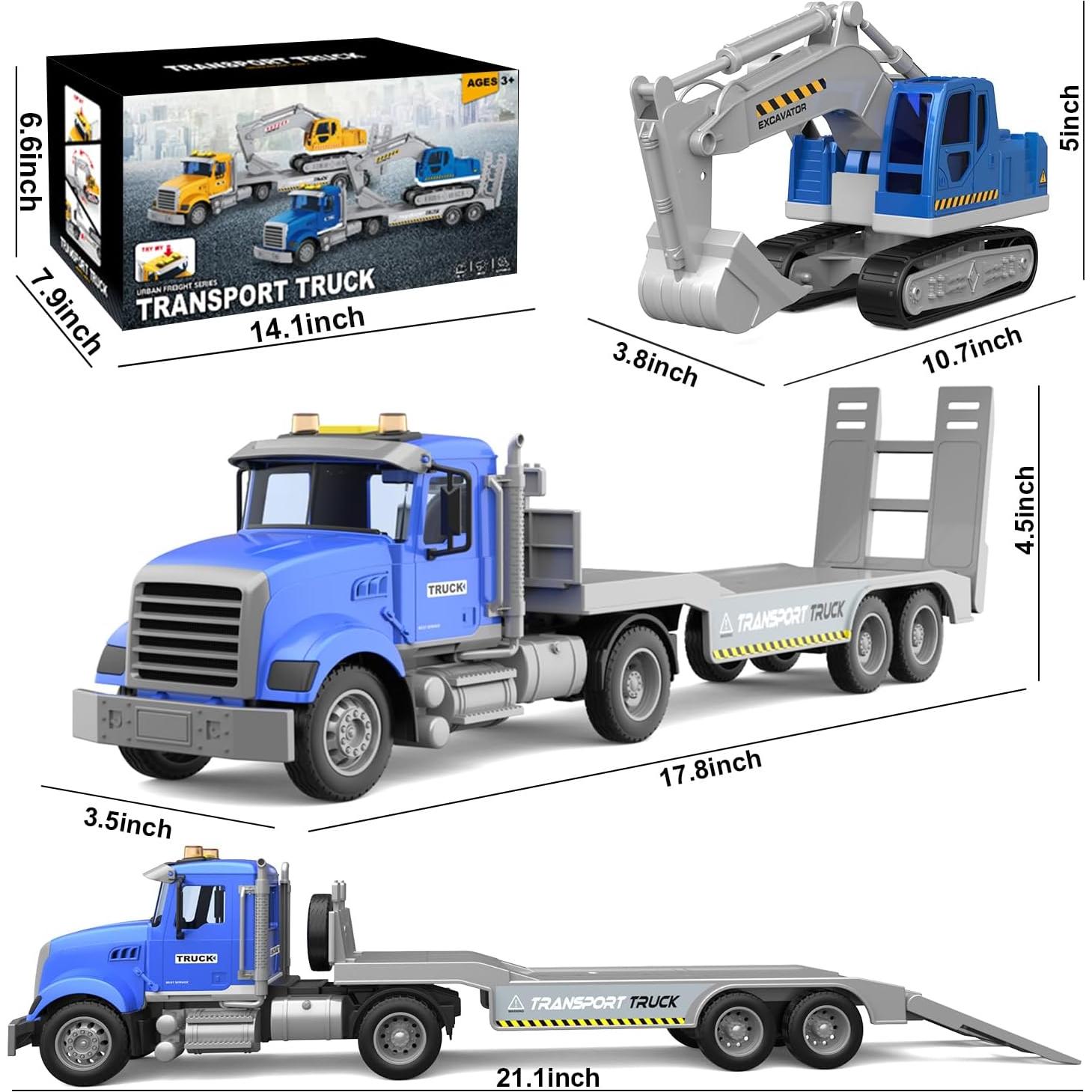 Juguete Camión de Transporte Dowellin con Excavadora y Sonido