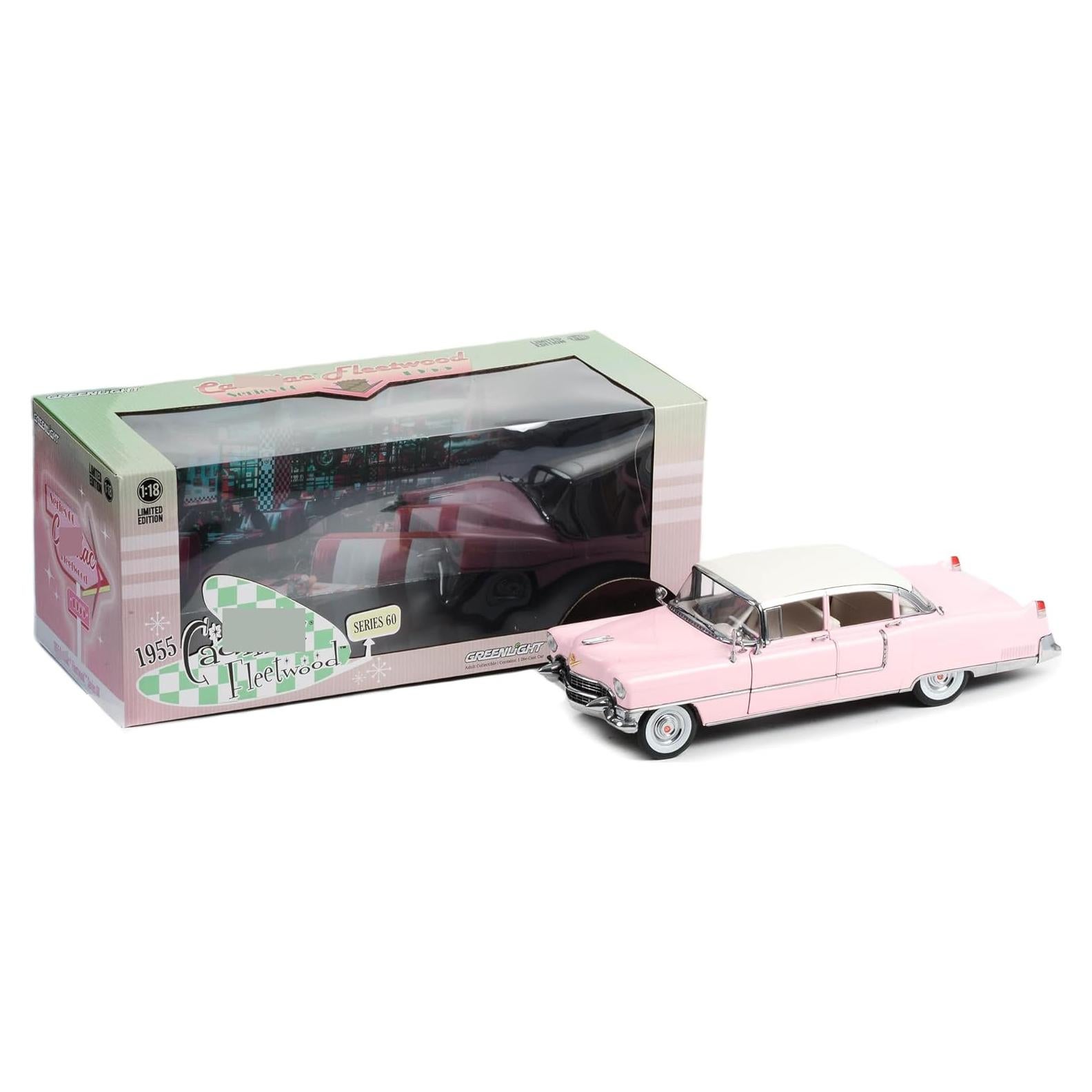 Coche de Fundición Greenlight 1955 Fleetwood Rosa 1:18