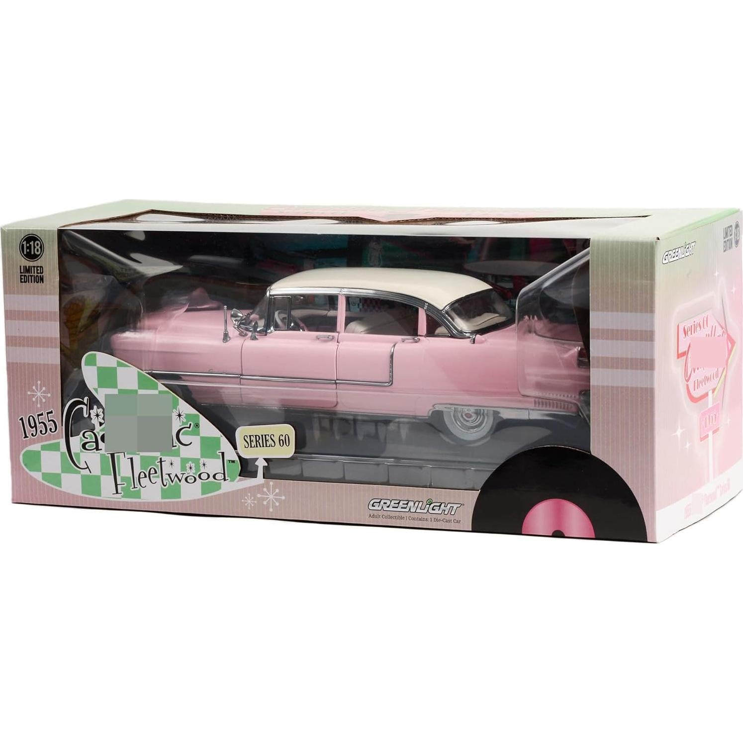 Coche de Fundición Greenlight 1955 Fleetwood Rosa 1:18