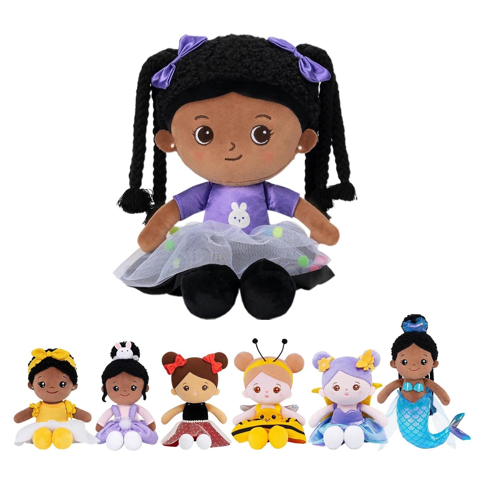 Muñeca Suave OUOZZZ 38 cm Afroamericana con Trenzas