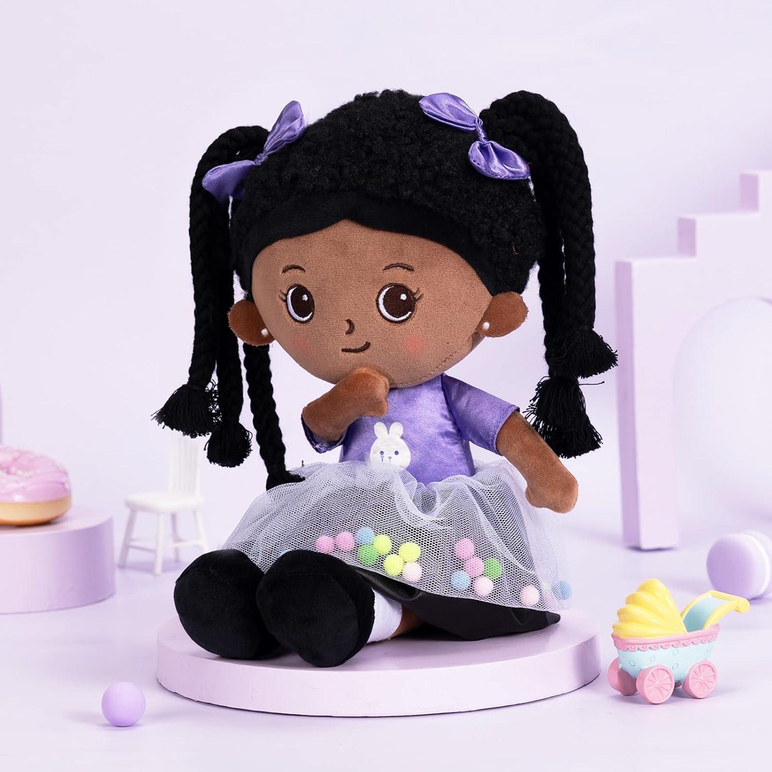 Muñeca Suave OUOZZZ 38 cm Afroamericana con Trenzas