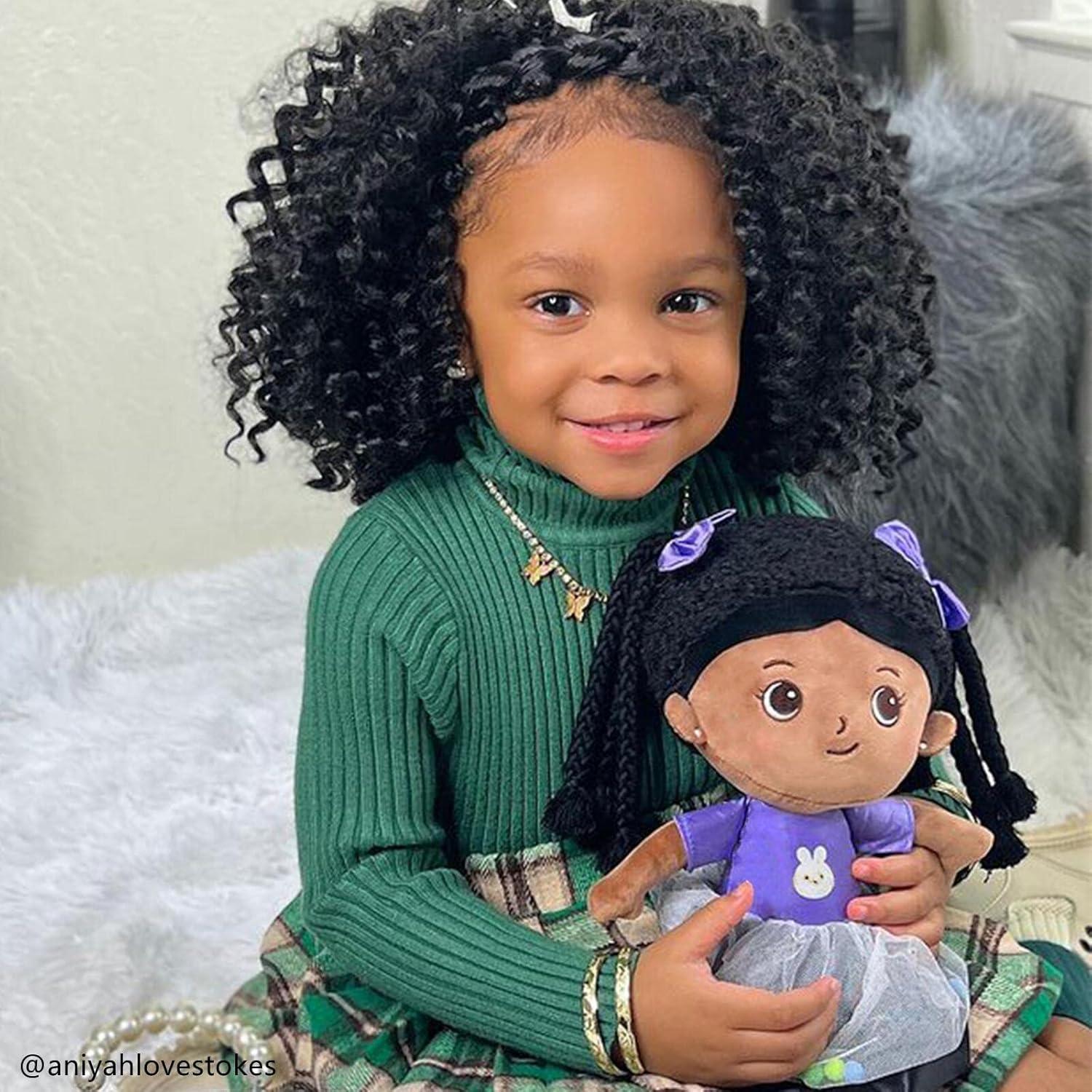 Muñeca Suave OUOZZZ 38 cm Afroamericana con Trenzas