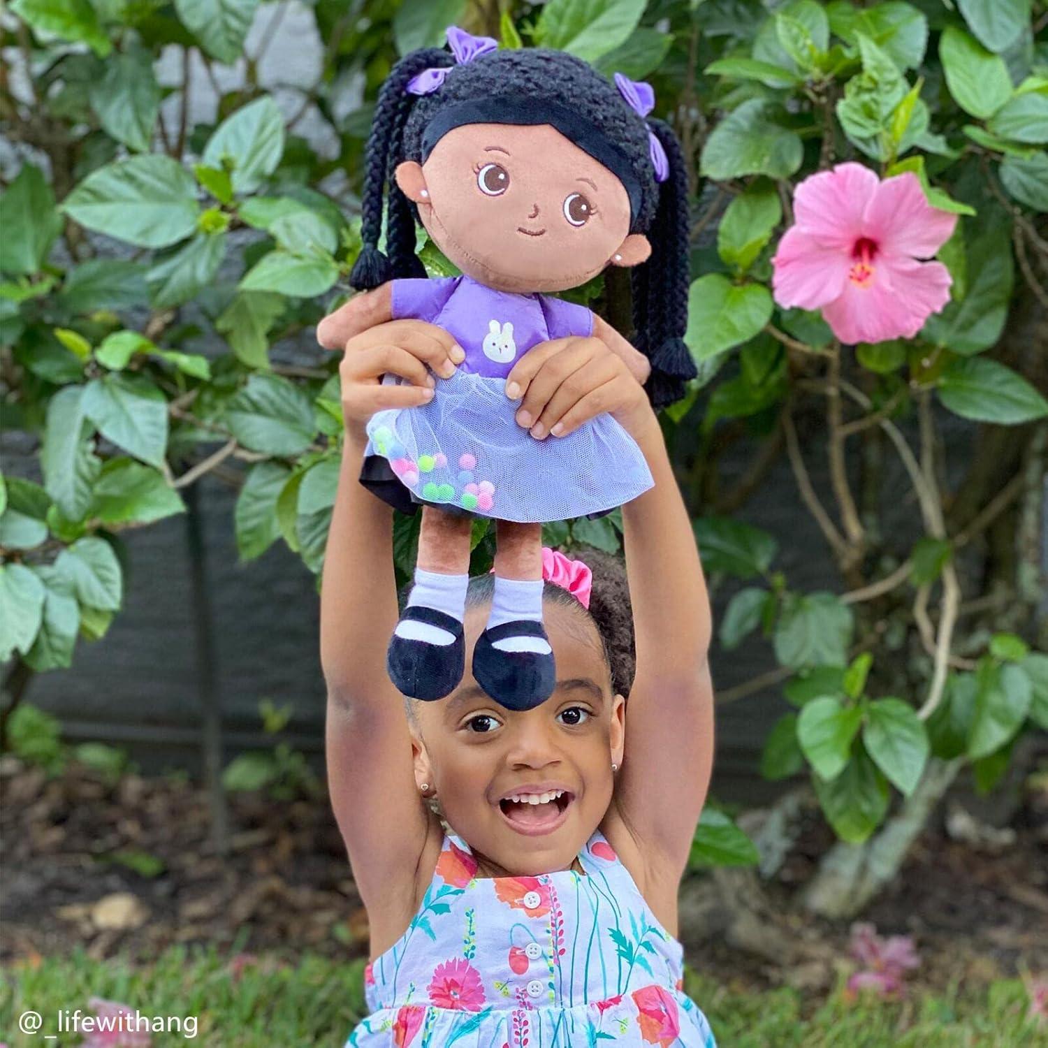 Muñeca Suave OUOZZZ 38 cm Afroamericana con Trenzas