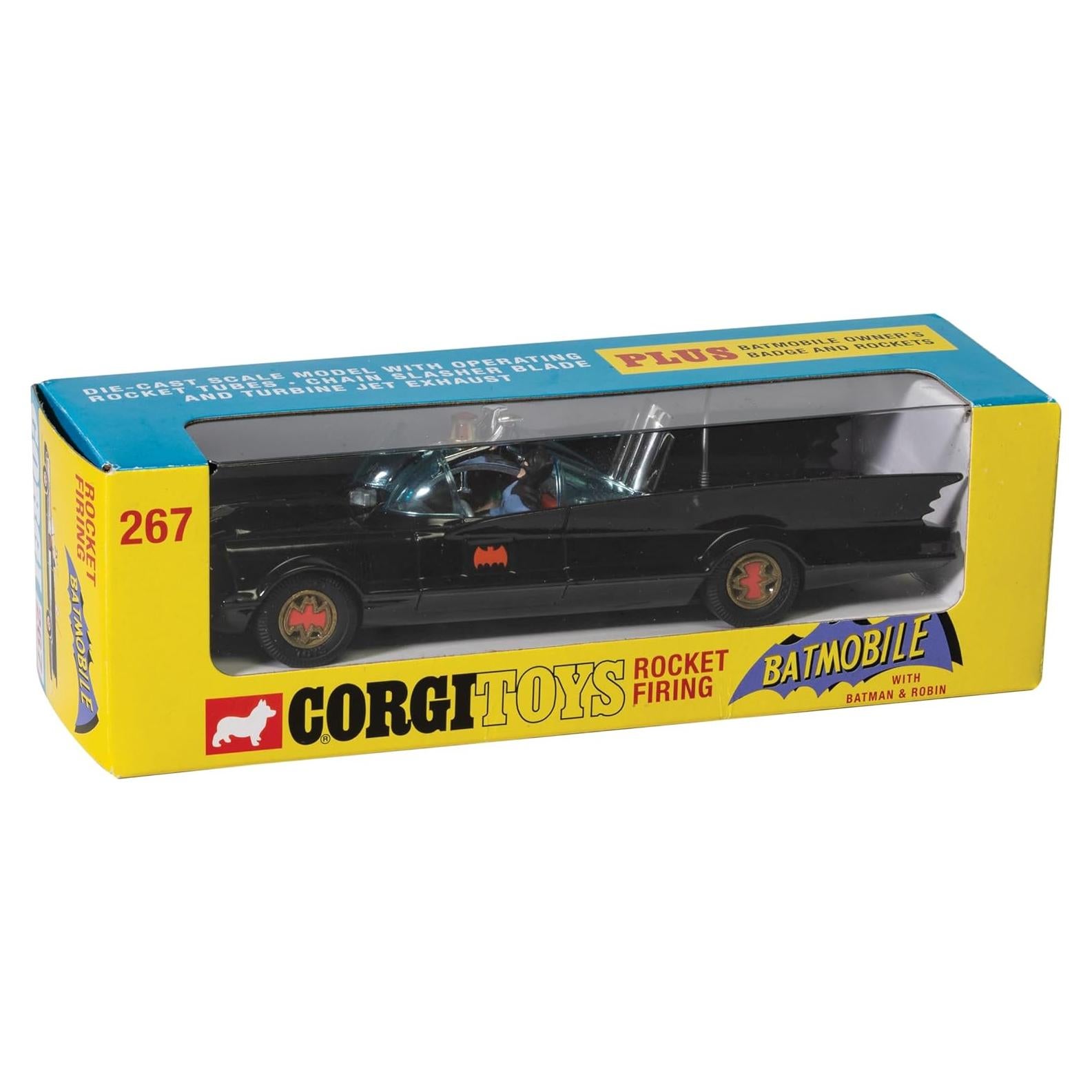 Corgi Batmóvil Diecast RT26701 con Batman y Robin 3.5x14cm