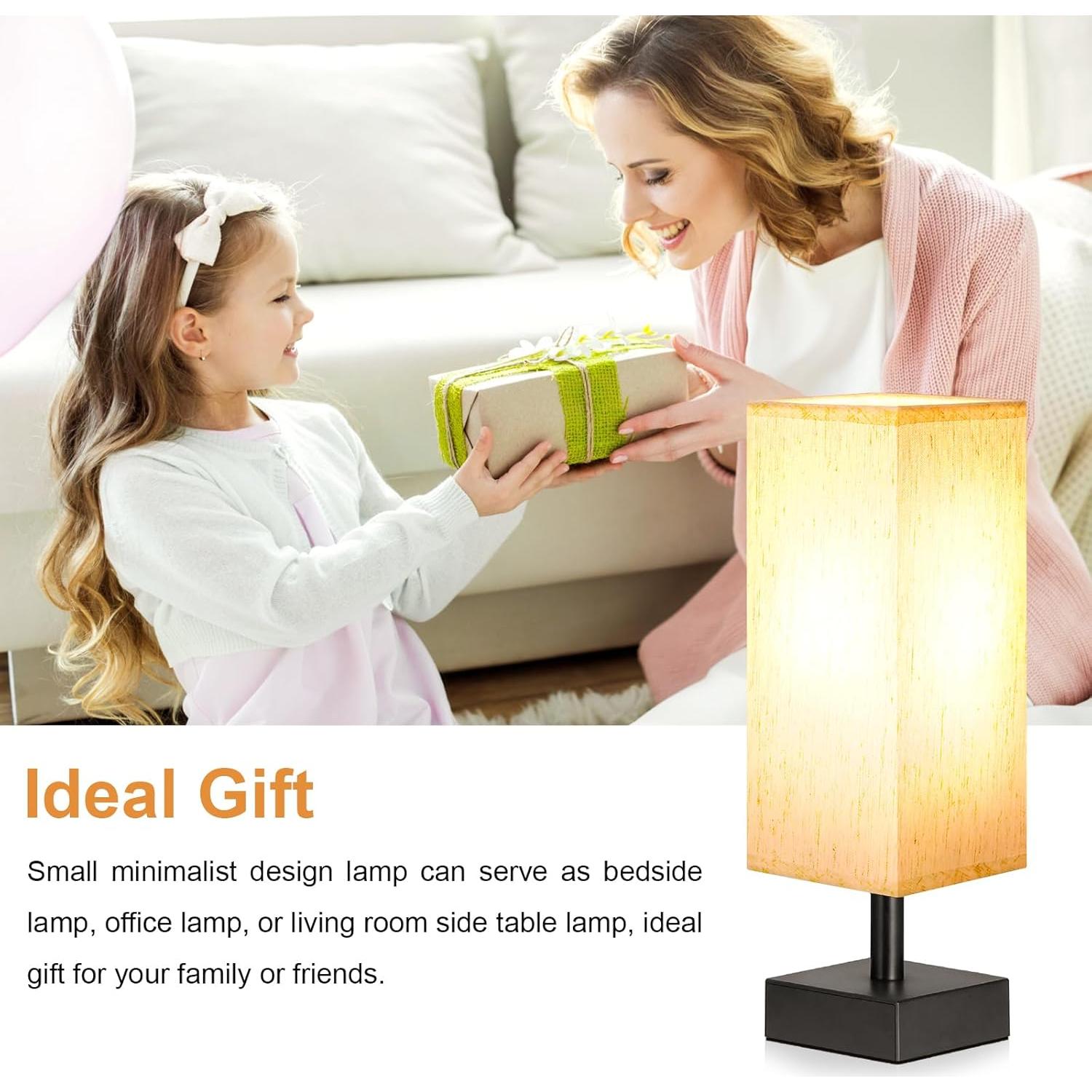 Lámpara de Mesa Minimalista Aooshine 33.5 cm Tela Beige