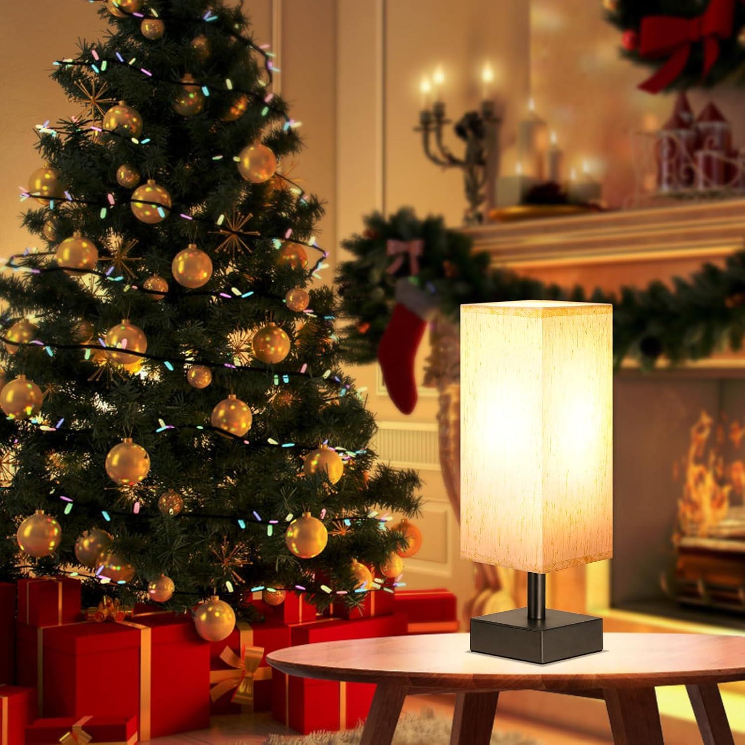 Lámpara de Mesa Minimalista Aooshine 33.5 cm Tela Beige