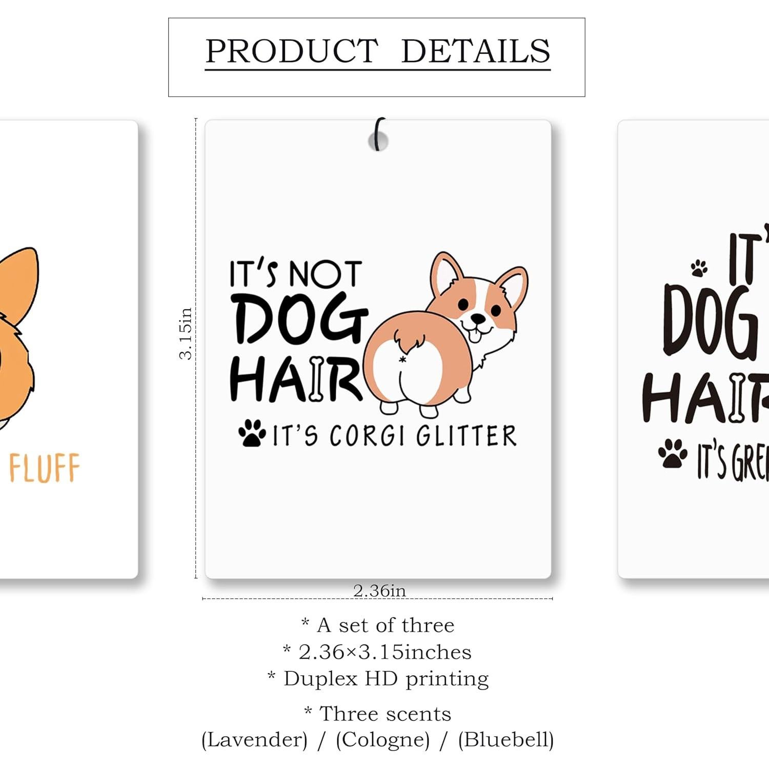 Ambientador de coche Mancheng-zi para perros Corgi 3Pcs