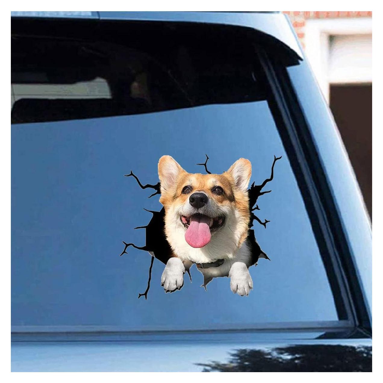 Calcomanía de Coche Corgi 3D Zpahq 30x30cm Impermeable