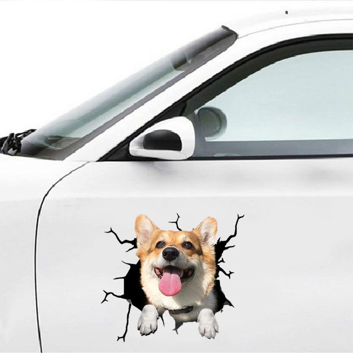 Calcomanía de Coche Corgi 3D Zpahq 30x30cm Impermeable
