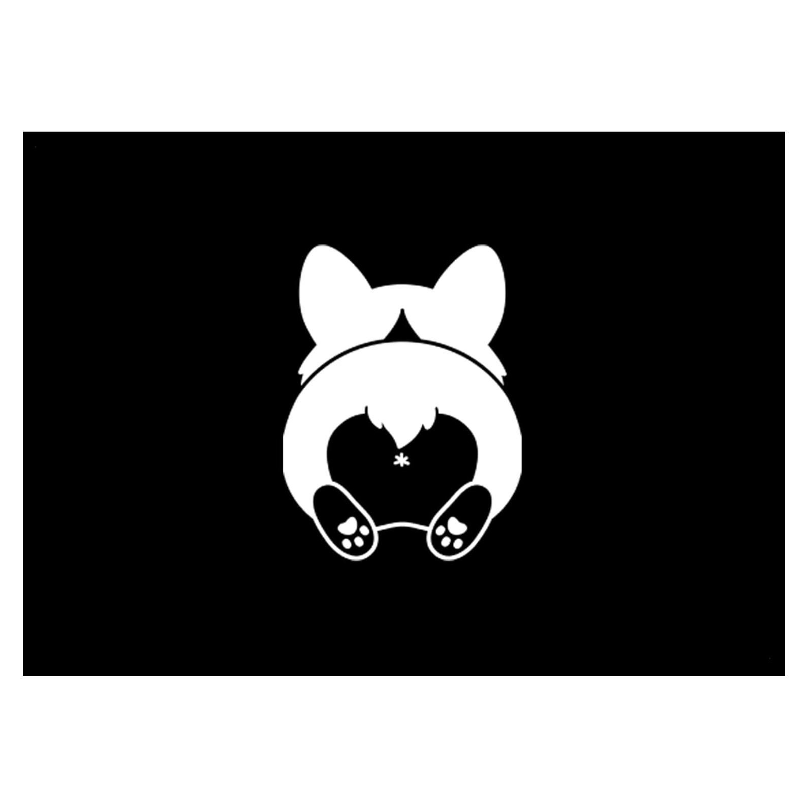 Calcomanía de Vinilo Culo de Corgi Foxtail 8.6x11.4cm Blanca
