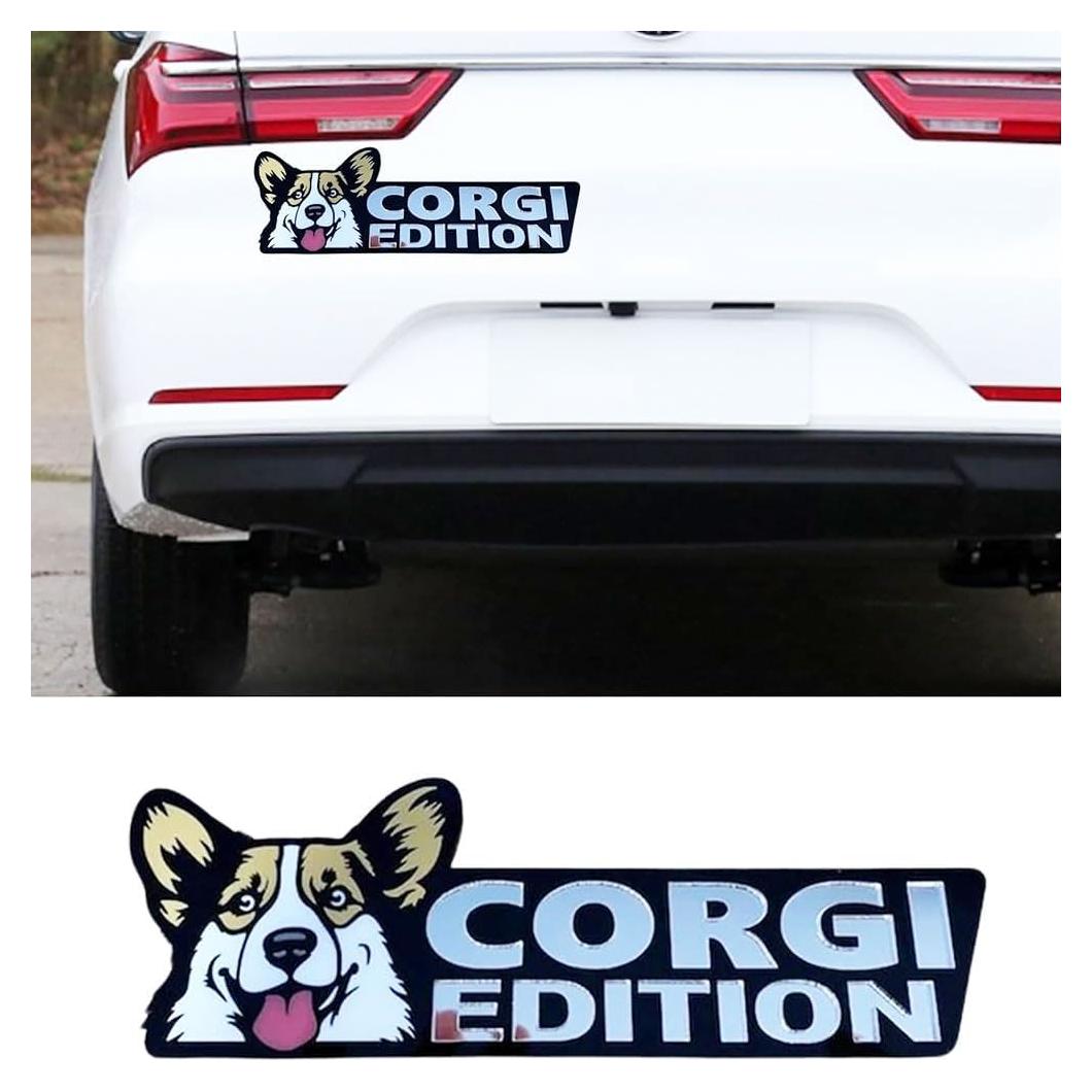 Insignia de Coche Lusebiy Corgi 3D Corte Láser Decorativa