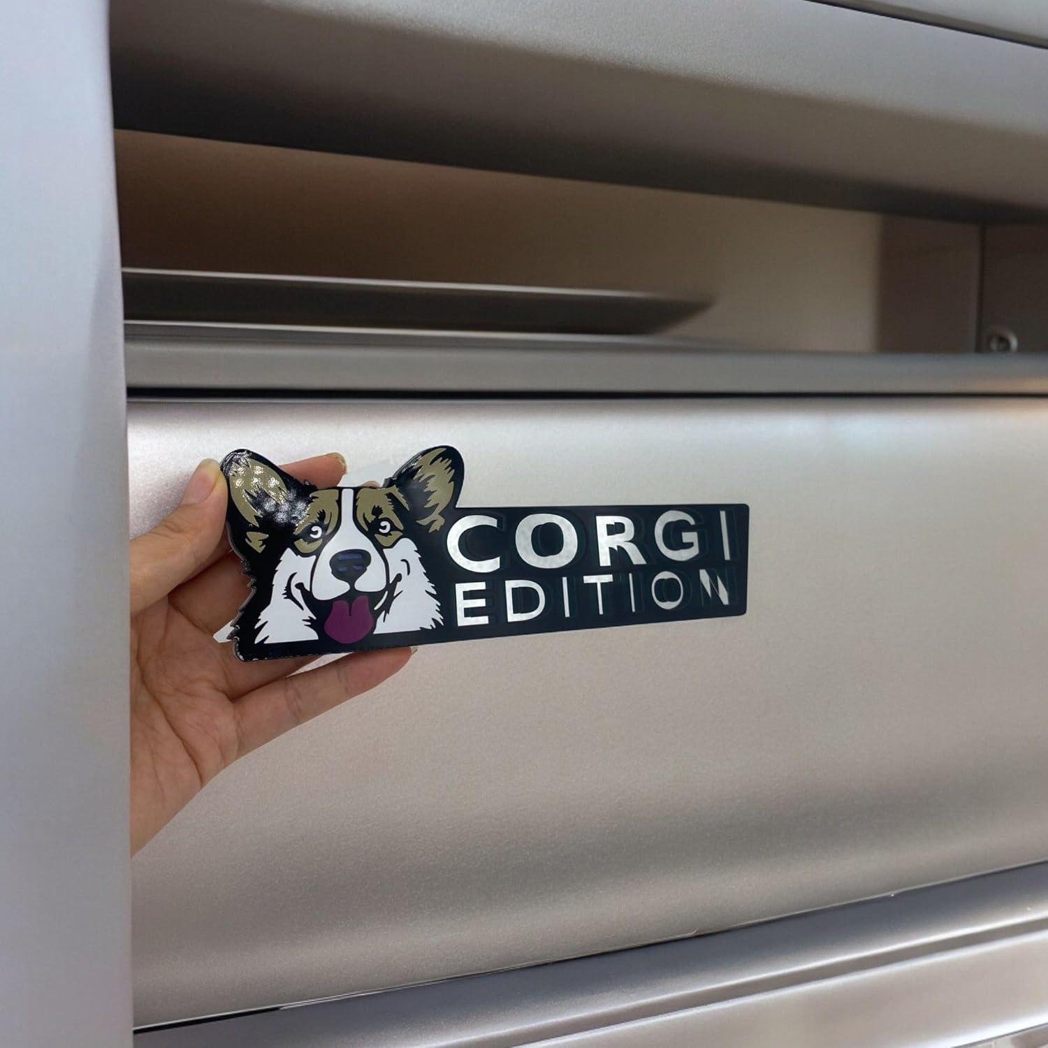 Insignia de Coche Lusebiy Corgi 3D Corte Láser Decorativa