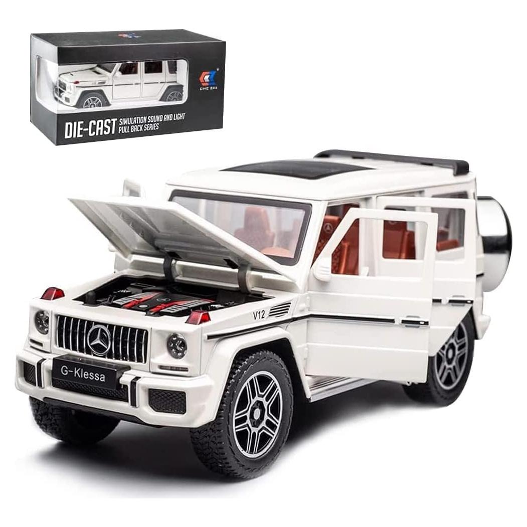 Coche de Juguete EROCK 1/24 Benz G63 AMG Blanco con Sonido