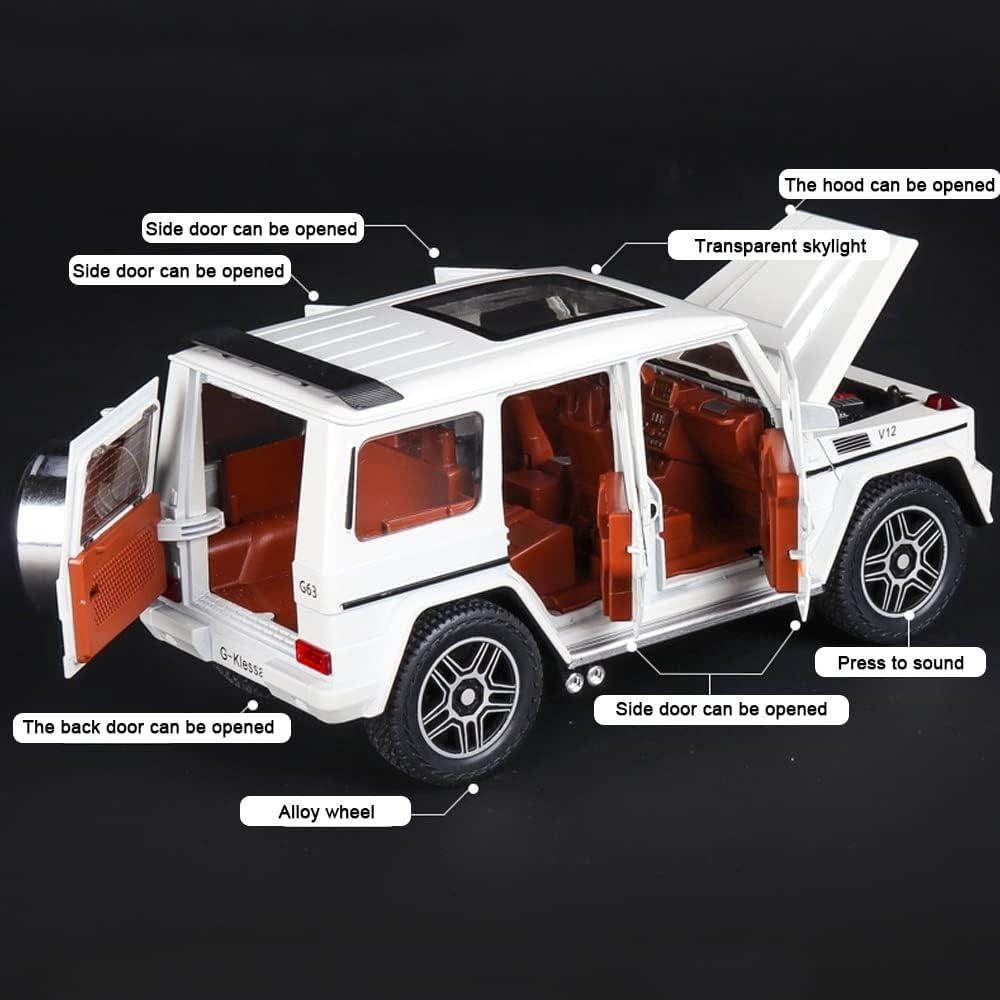 Coche de Juguete EROCK 1/24 Benz G63 AMG Blanco con Sonido