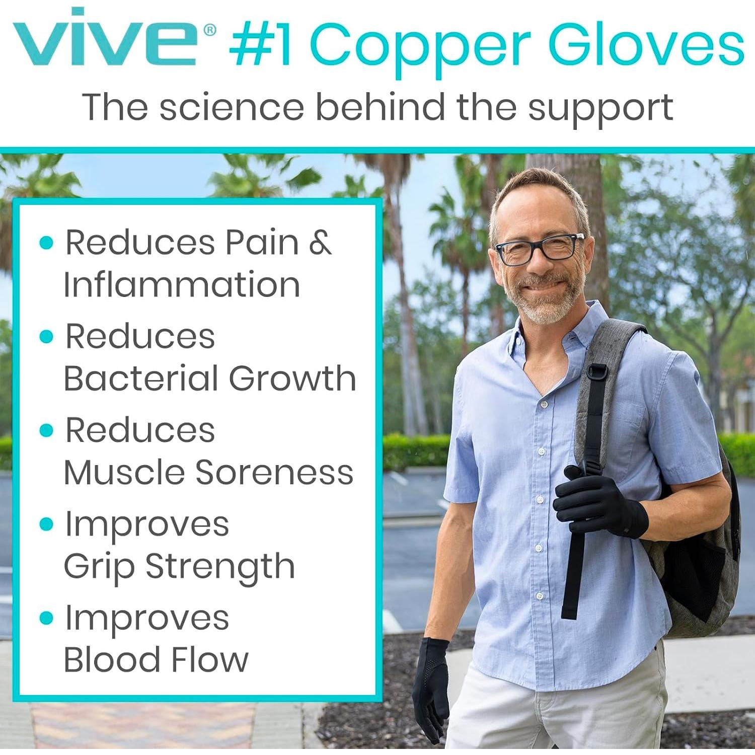 Guantes de Artritis Vive Copper - Compresión Completa Táctil