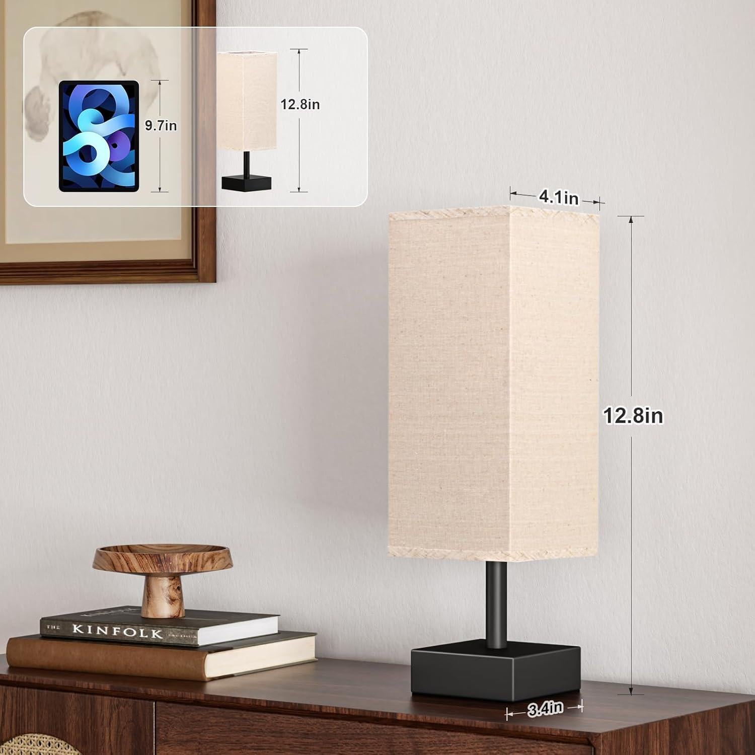 Lámpara de Mesa Aooshine S6-16 Lino Negro 33.6 cm