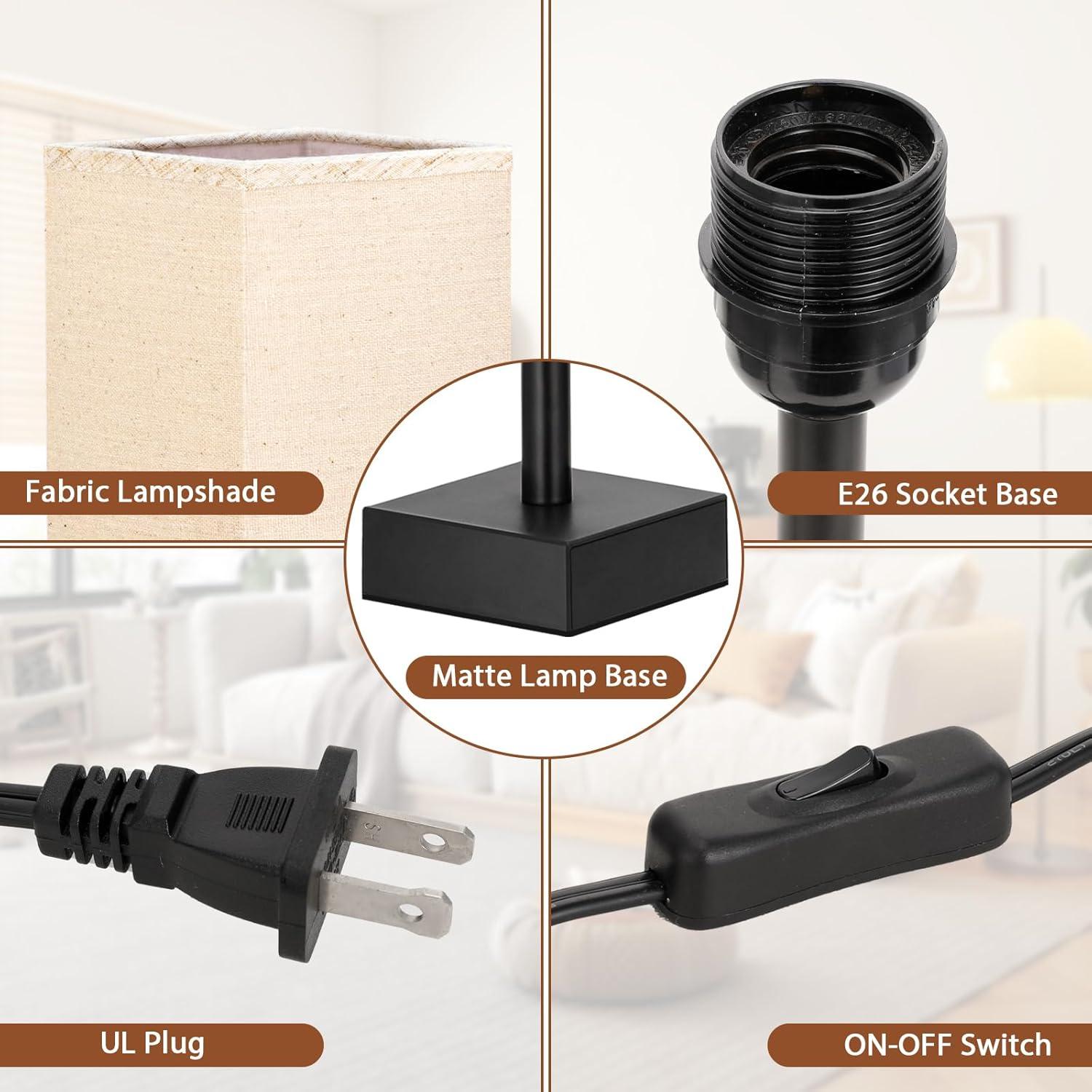 Lámpara de Mesa Aooshine S6-16 Lino Negro 33.6 cm