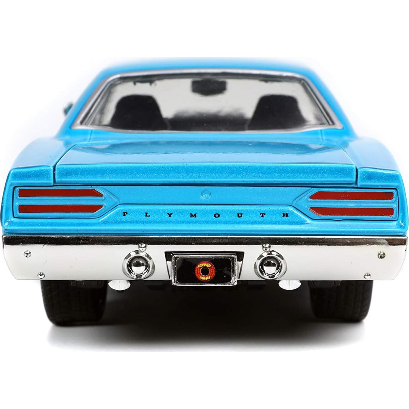 Coche de metal 1970 Plymouth Roadrunner Jada Toys + figura Wile E. Coyote