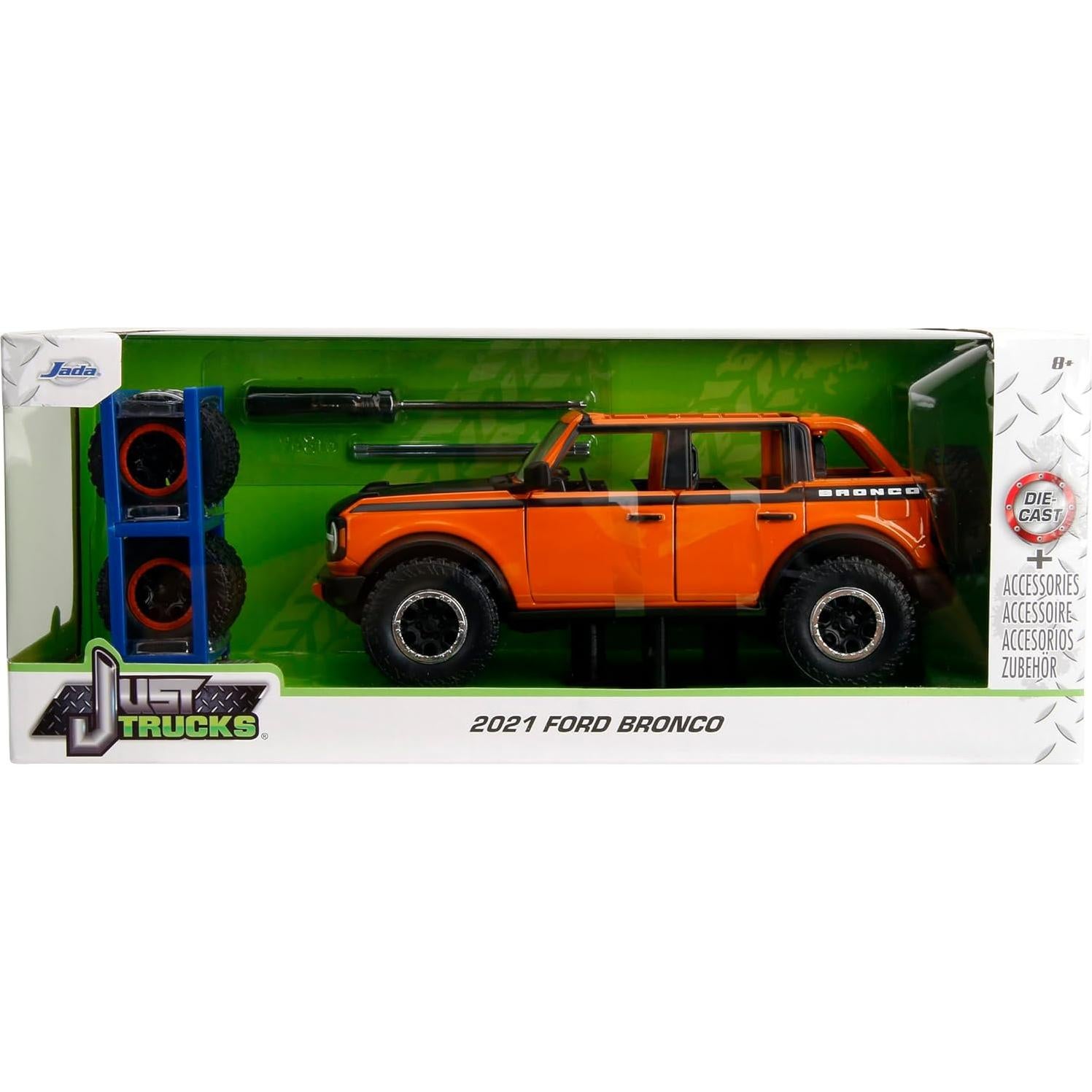 Camión Die-Cast Just Trucks 2021 Ford Bronco 1:24 Naranja