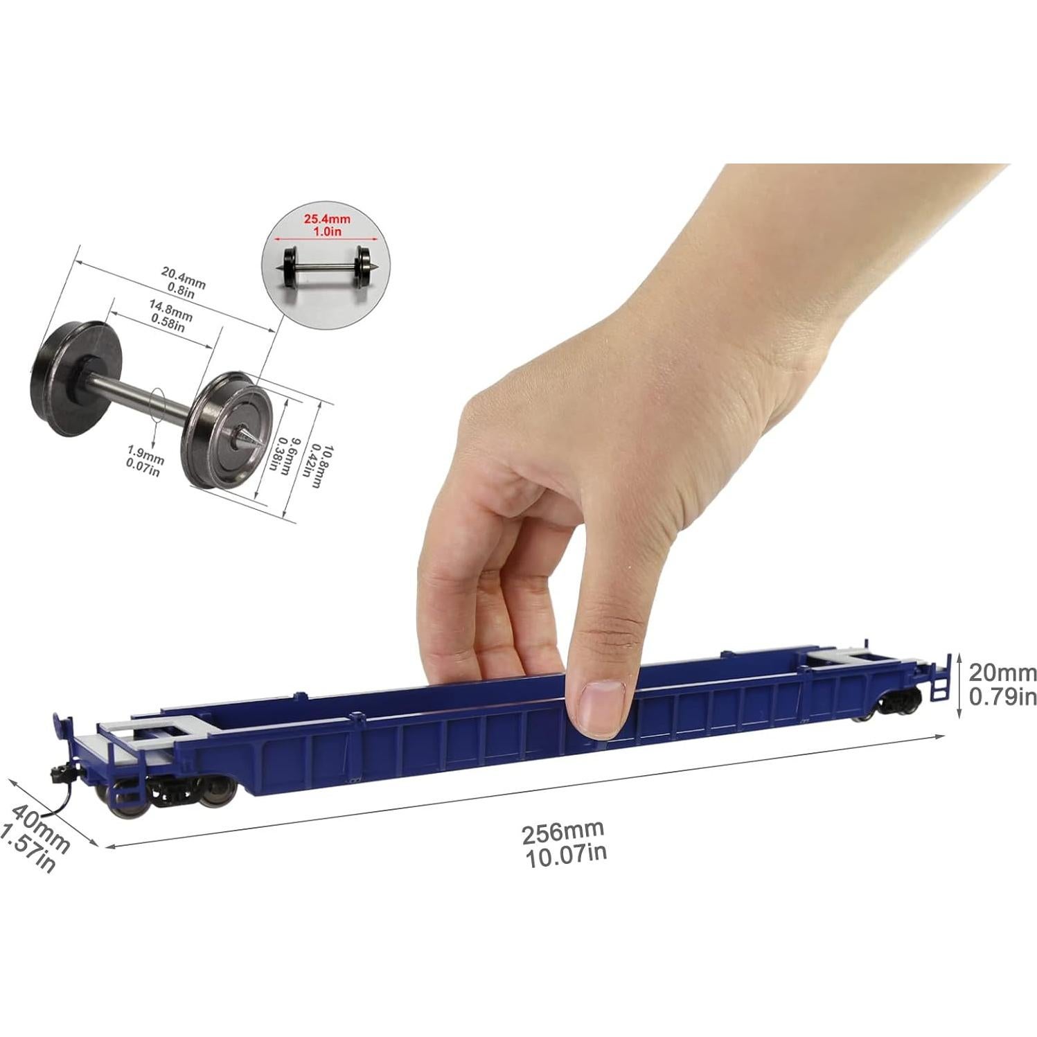 Carro Plano HO Evemodel 53ft Azul 1:87 para Ferrocarriles