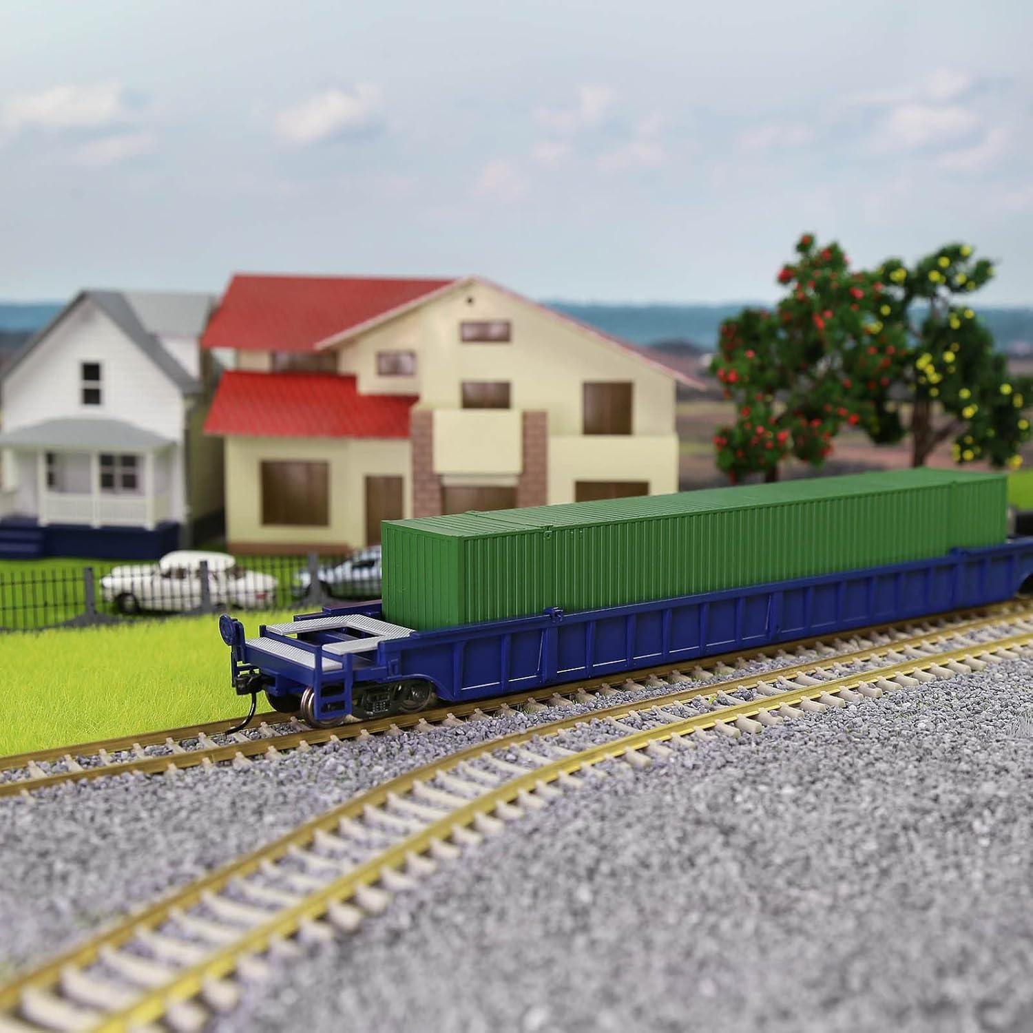 Carro Plano HO Evemodel 53ft Azul 1:87 para Ferrocarriles