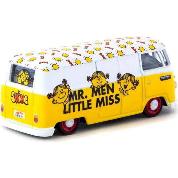 Type II T1 Panel Van Little Miss Sunshine Yellow & White Mr. Men & Little Miss Collab64 1/64 Diecast Model Car by Schuco & Tarmac Works T64S-005-MMLM