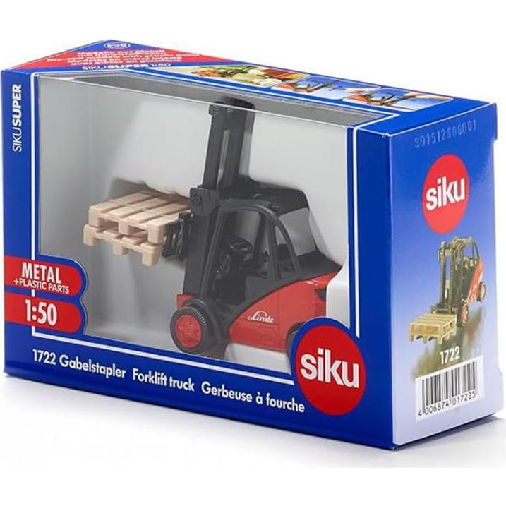 Carretilla Elevadora Linde Siku 1722 Metal 1:50 con 2 Palets