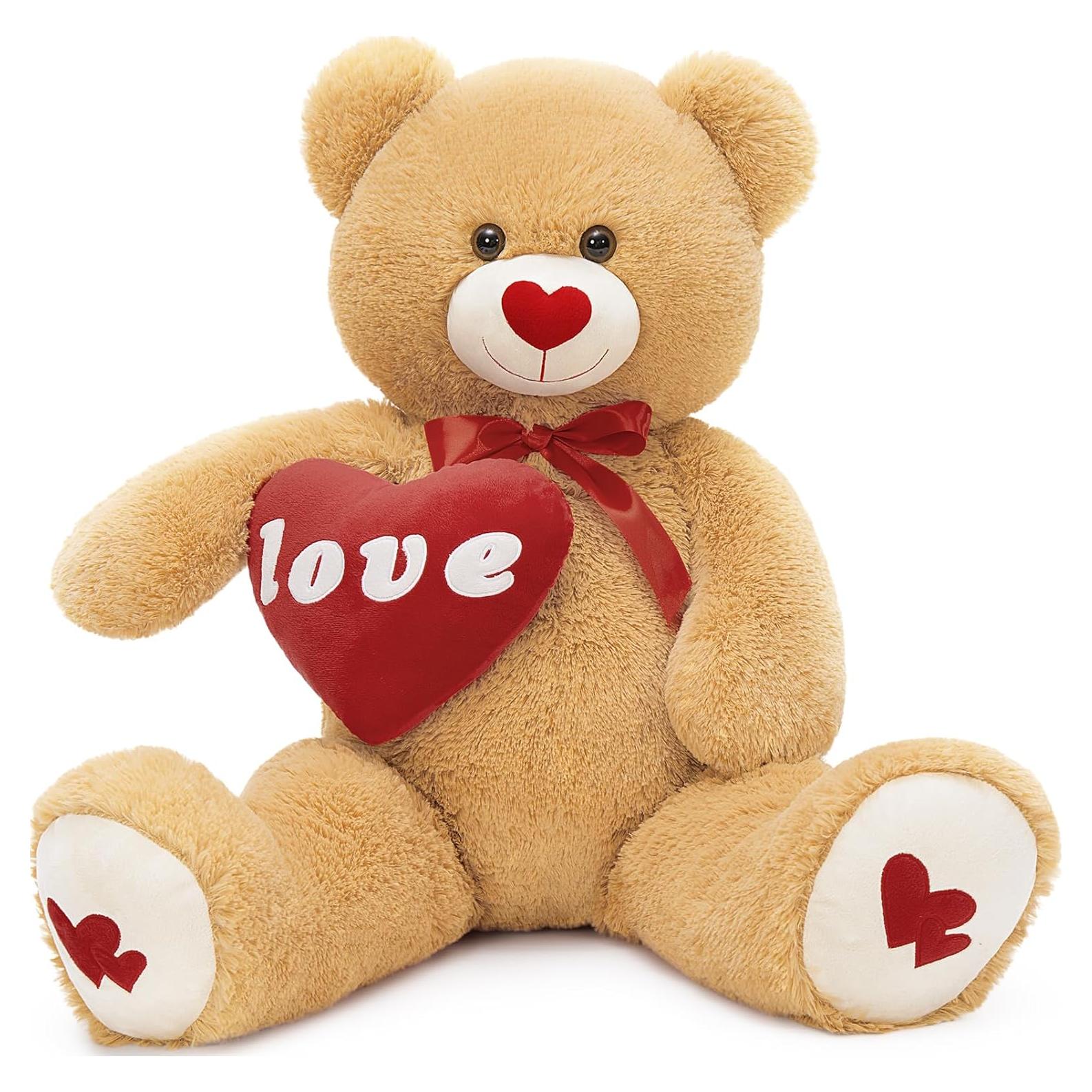 Oso de Peluche Gigante MorisMos 83.82 cm Corazón Rojo