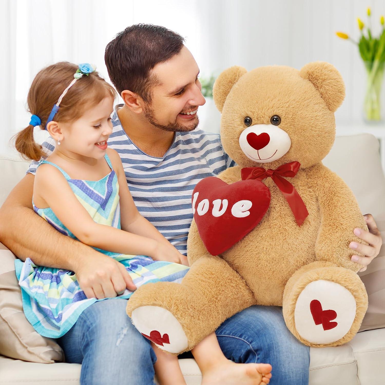 Oso de Peluche Gigante MorisMos 83.82 cm Corazón Rojo